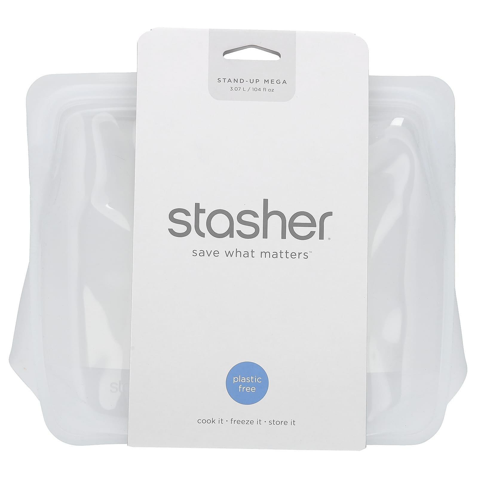 Stasher, Stand-Up Mega, Silicon Storage Bag, Clear, 104 fl oz (3.07 L) - Image 1