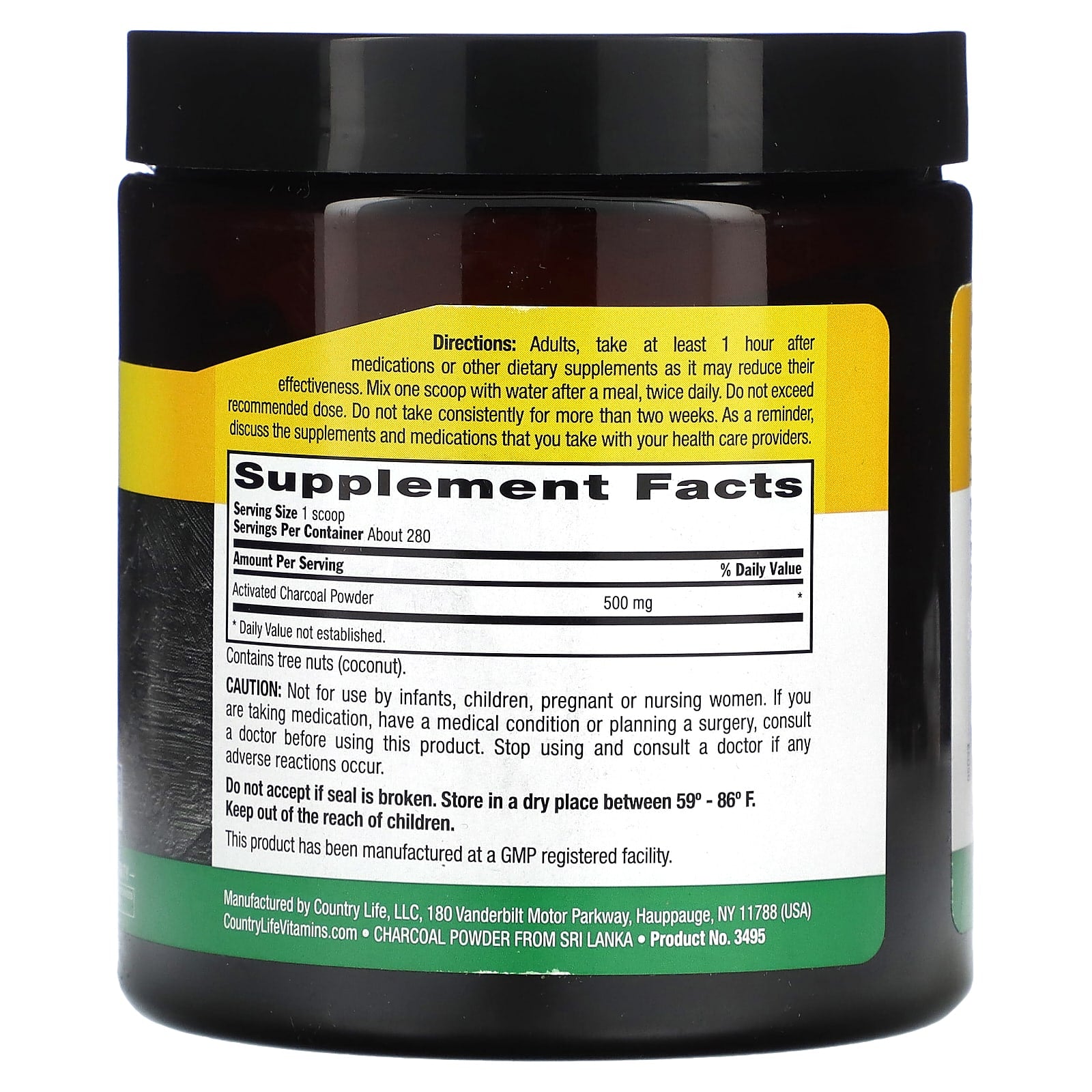 Country Life Activated Coconut Charcoal Powder 5 oz - Natural Digestive Aid - Image 2
