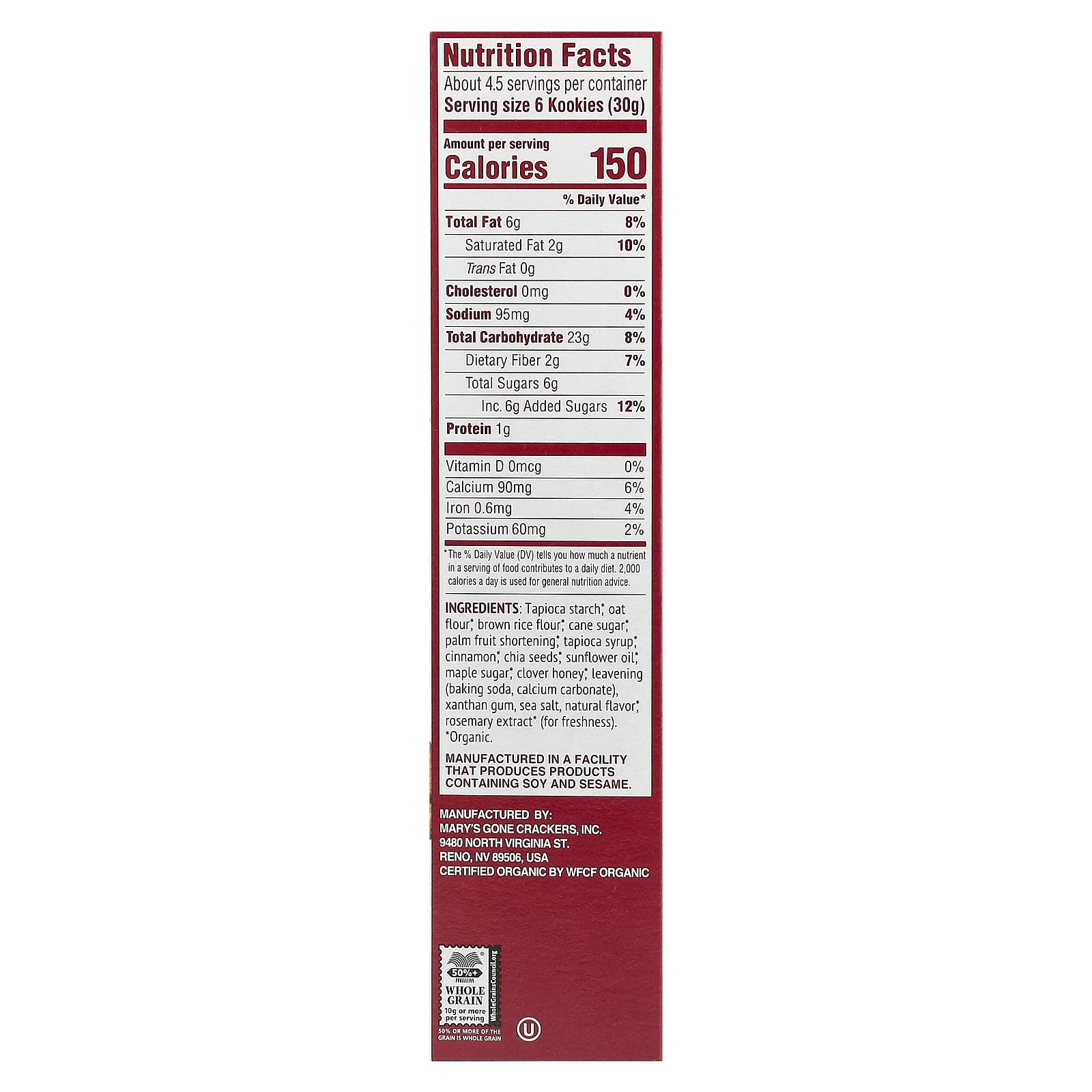 Mary's Gone Crackers, Organic Graham Style Snacks, Cinnamon, 5 oz (142 g) - Image 2