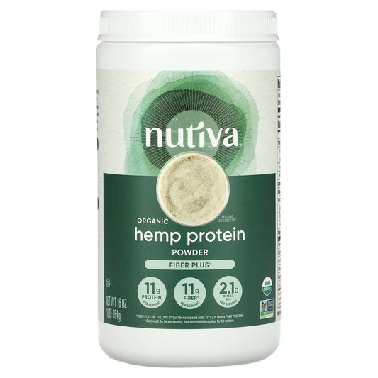 Nutiva, Organic Hemp Protein Powder, Fiber Plus, 1 lb (454 g) - Image 1