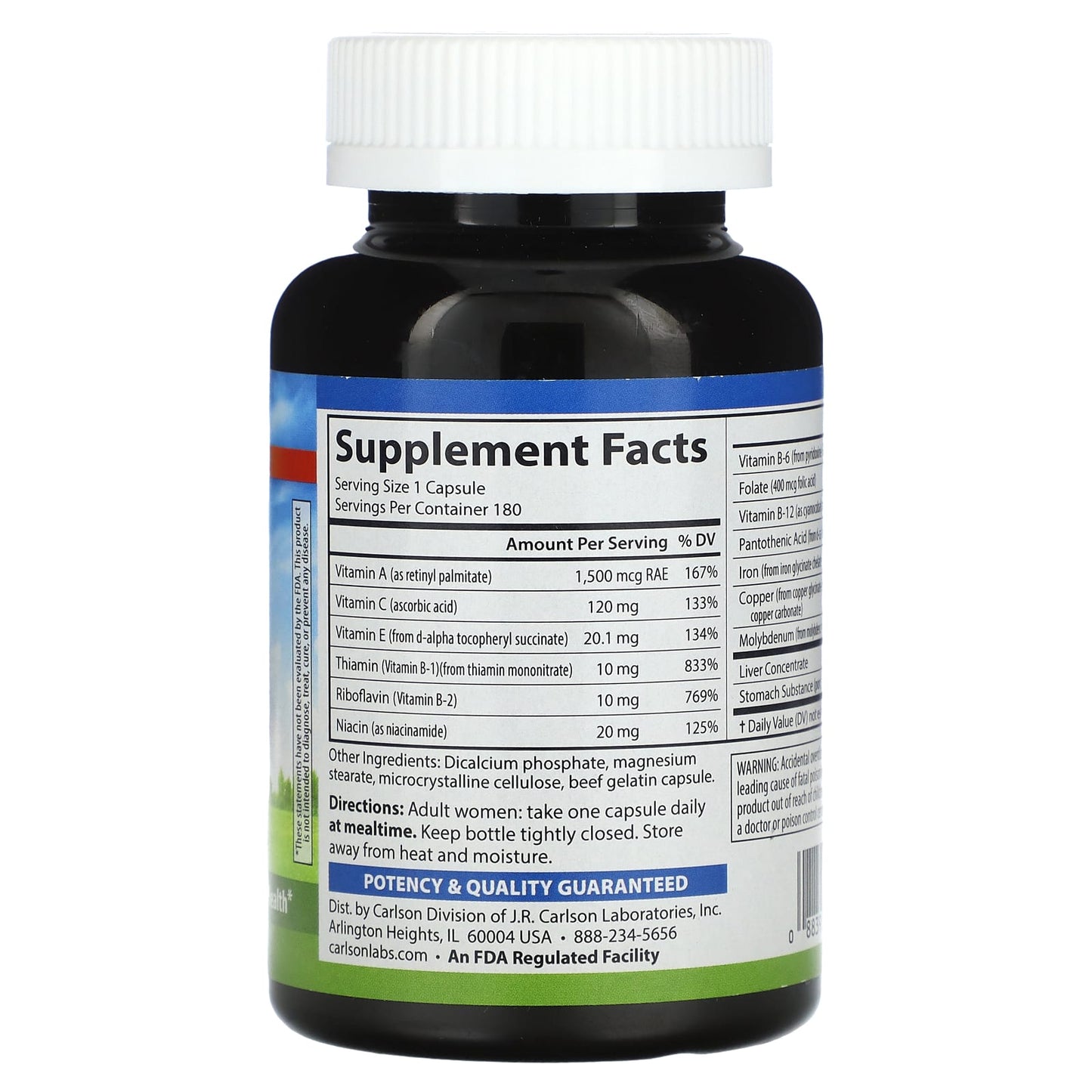 Carlson Women's Iron Restore 180 Capsules for Menstrual Support - Iron Absorption Supplement - Image 2