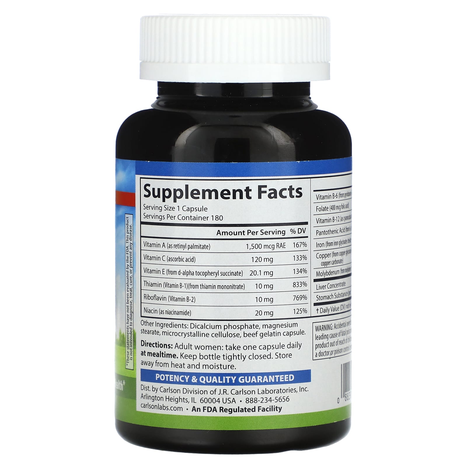 Carlson Women's Iron Restore 180 Capsules for Menstrual Support - Iron Absorption Supplement - Image 2