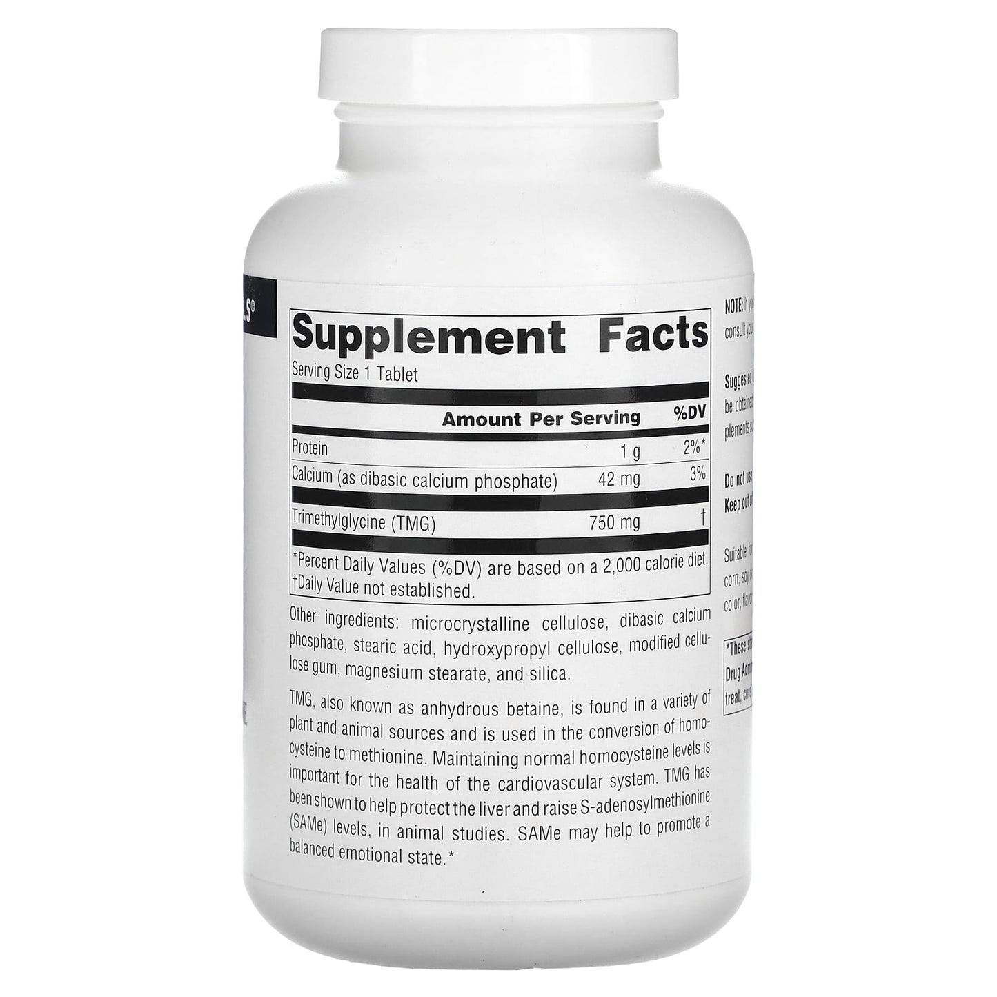 Source Naturals, TMG, 240 Tablets - Image 2