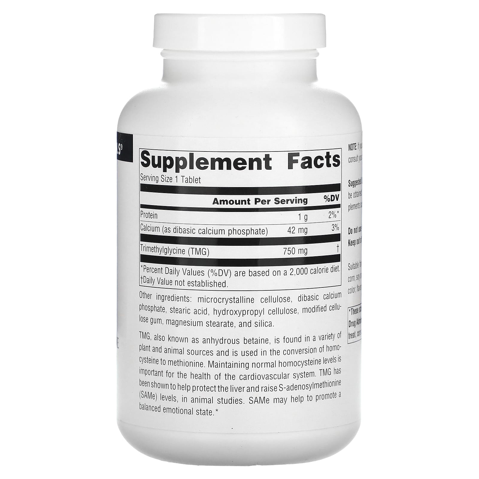 Source Naturals, TMG, 240 Tablets - Image 2