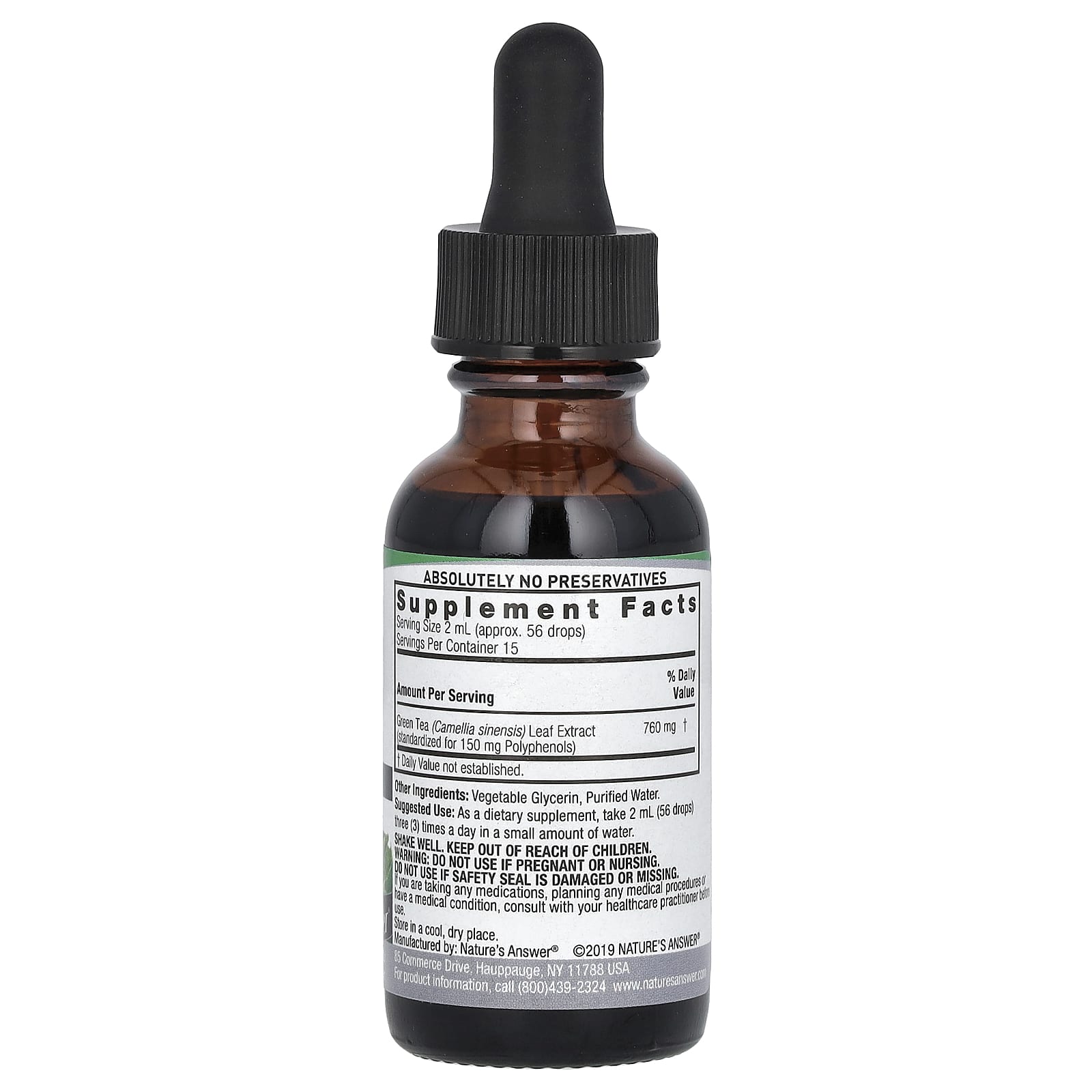 Nature's Answer, Green Tea Extract, Alcohol-Free, 760 mg, 1 fl oz (30 ml)