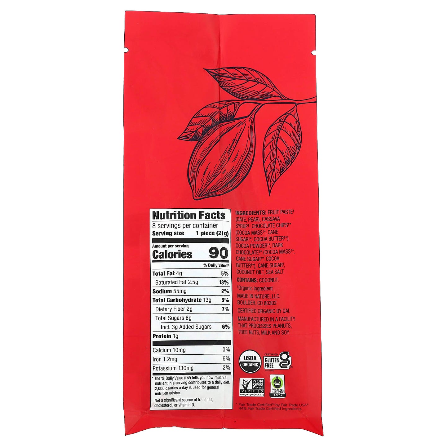 Made in Nature, Fudge Brownie Minis, Chocolate Chip, 8 Individually Wrapped Brownies, 5.92 oz (168 g) - Image 2