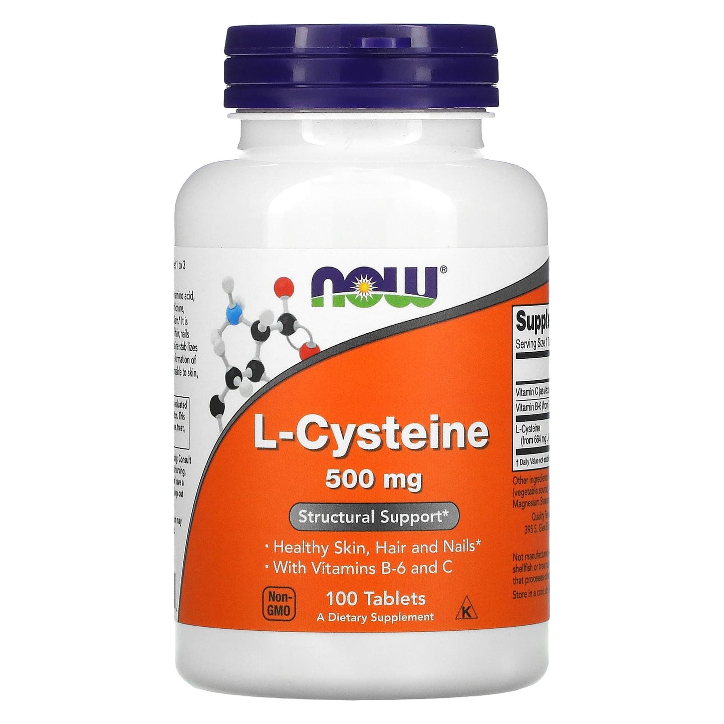 NOW Foods, L-Cysteine, 500 mg, 100 Tablets - Image 1