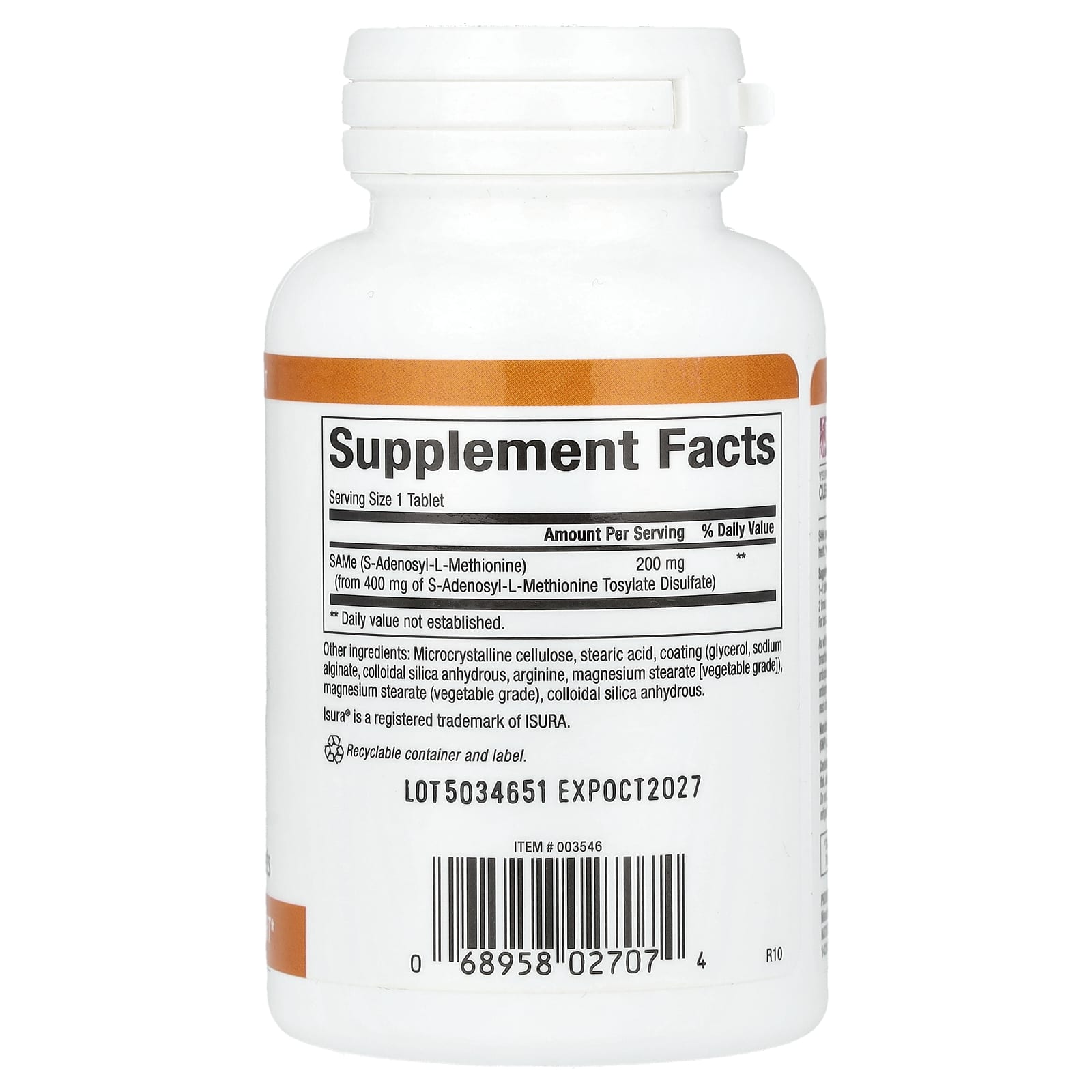 Natural Factors, SAMe , 200 mg, 30 Slow Release Tablets - Image 2