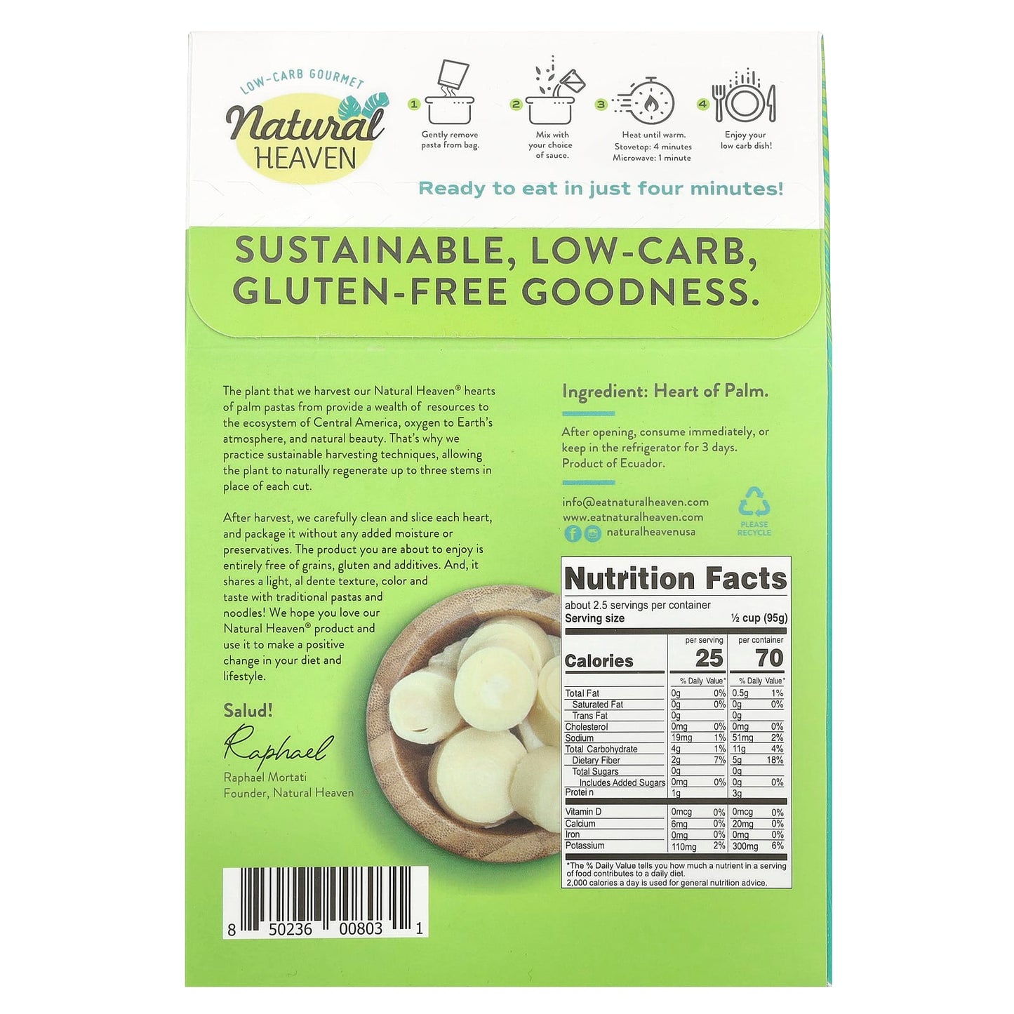 Natural Heaven, Hearts of Palm, Spaghetti, 9 oz (255 g) - Image 2