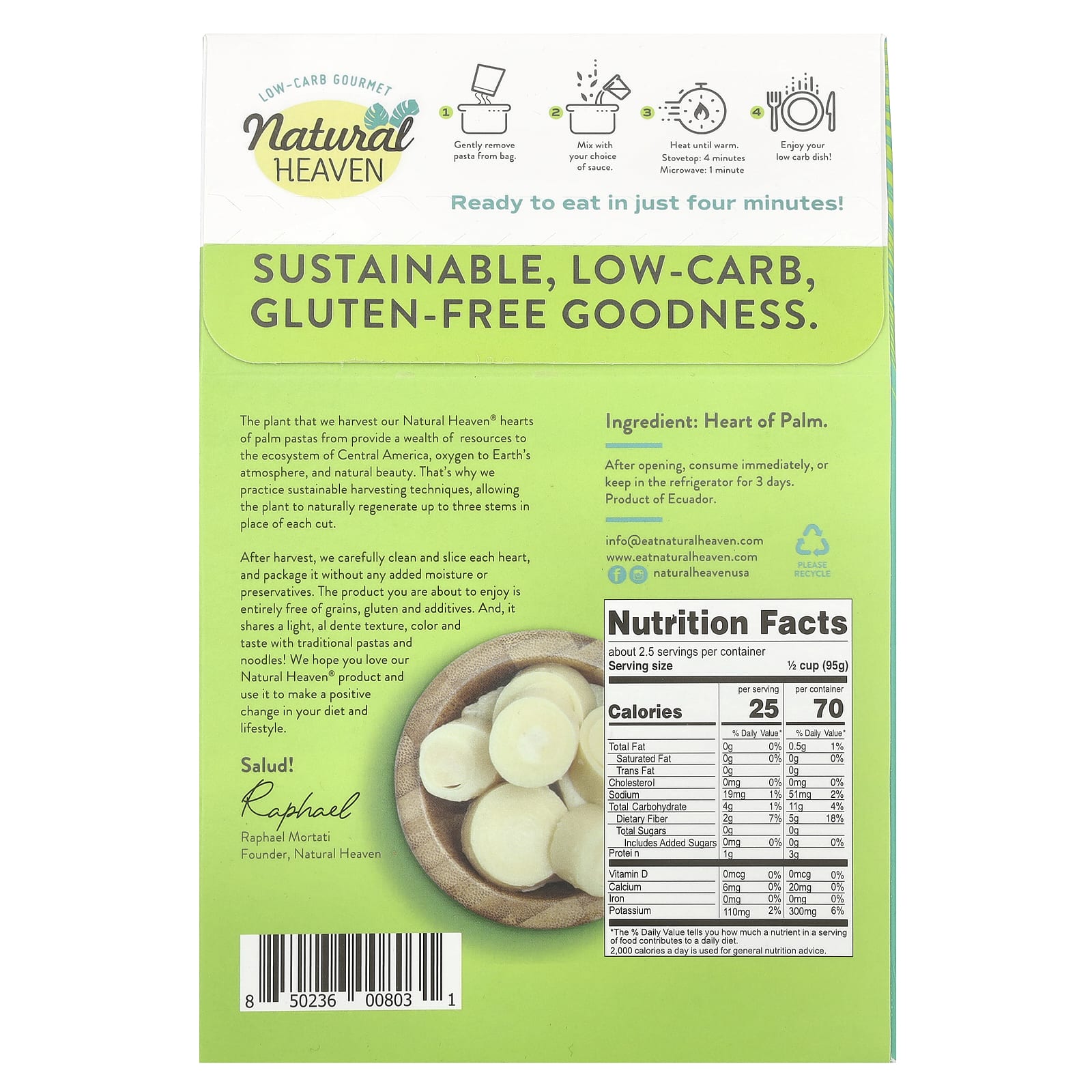 Natural Heaven, Hearts of Palm, Spaghetti, 9 oz (255 g) - Image 2