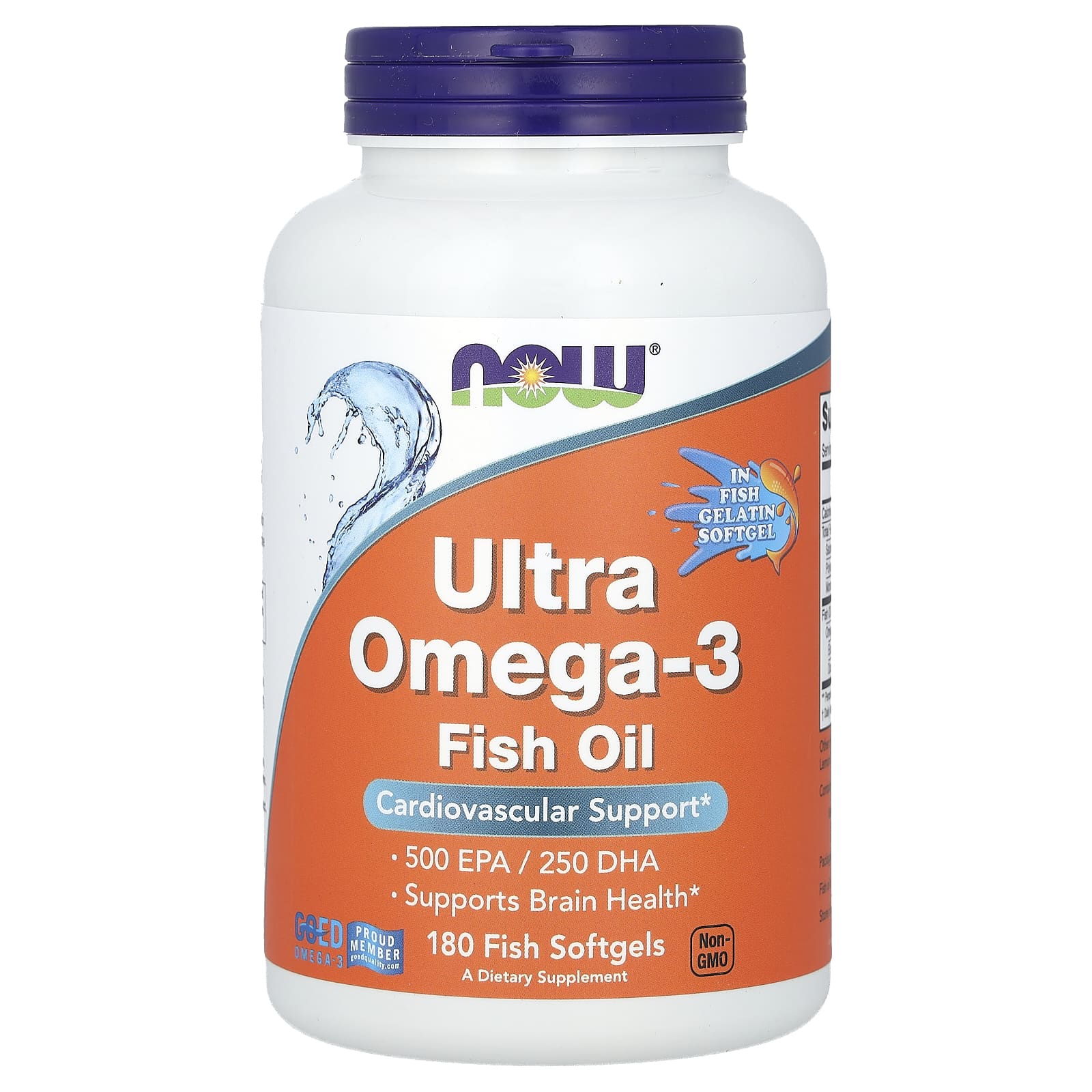 NOW Foods, Ultra Omega-3 Fish Oil, 180 Fish Softgels - Image 1
