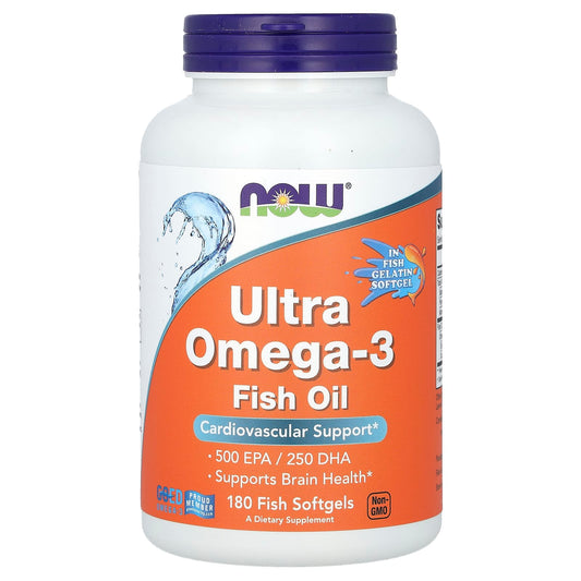 NOW Foods, Ultra Omega-3 Fish Oil, 180 Fish Softgels - Image 1