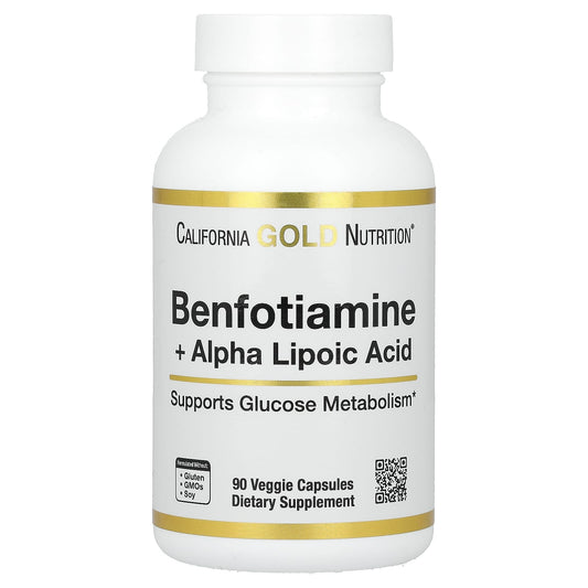 California Gold Nutrition Benfotiamine + Alpha Lipoic Acid 90 Veggie Capsules - Image 1