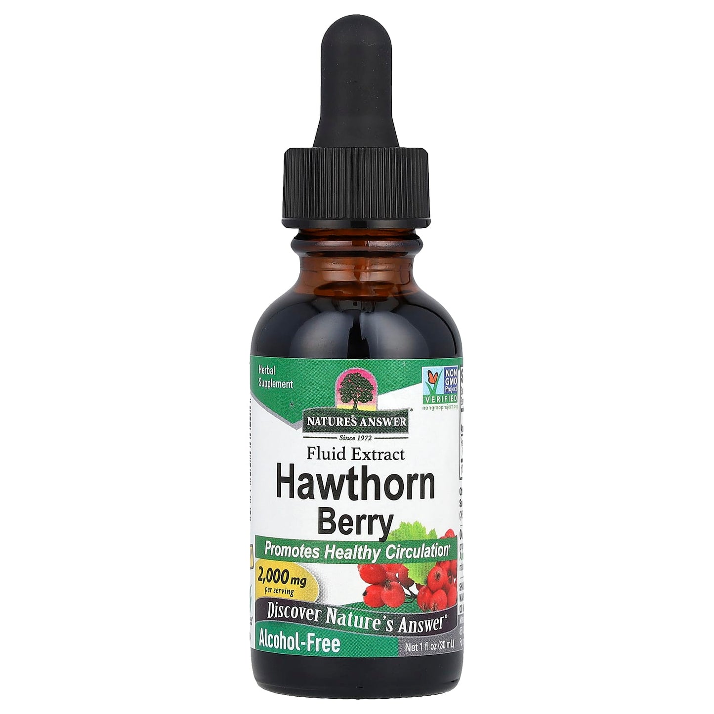 Nature's Answer, Hawthorn Berry, Fluid Extract, Alcohol-Free, 2,000 mg, 1 fl oz (30 mL) - Image 1
