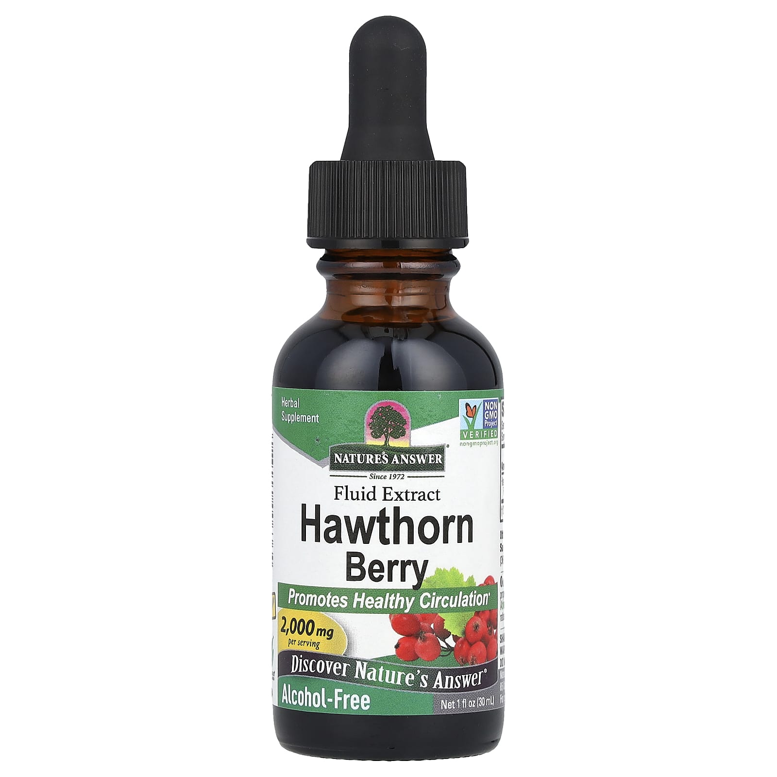 Nature's Answer, Hawthorn Berry, Fluid Extract, Alcohol-Free, 2,000 mg, 1 fl oz (30 mL) - Image 1