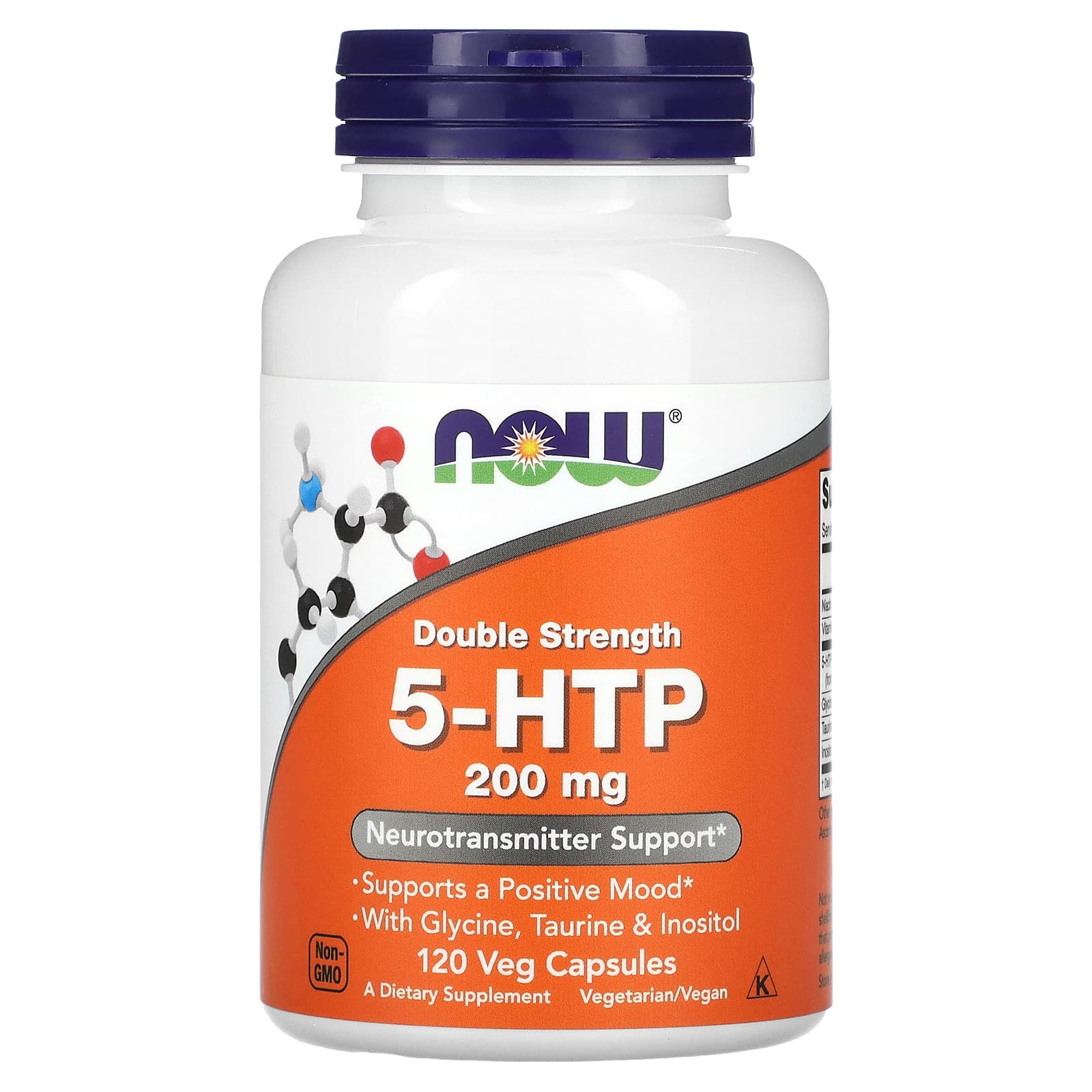 NOW Foods, 5-HTP, Double Strength, 200 mg, 120 Veg Capsules - Image 1