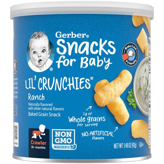 Gerber Lil' Crunchies Baked Grain Snacks for Babies 8+ Months, Ranch Flavor - Image 1