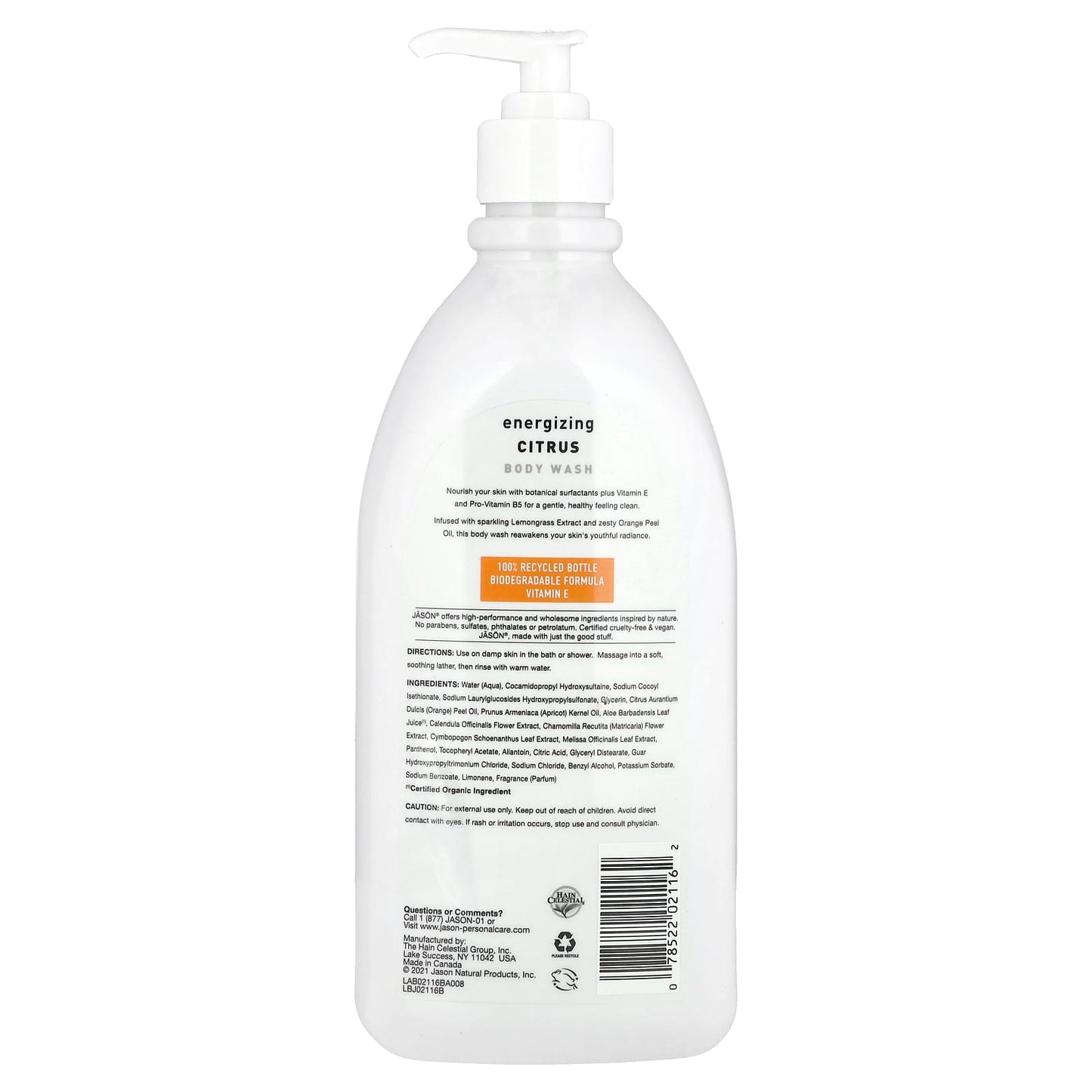 Jason Natural Energizing Citrus Body Wash, 30 fl oz | Cruelty Free & Vegan - Image 2