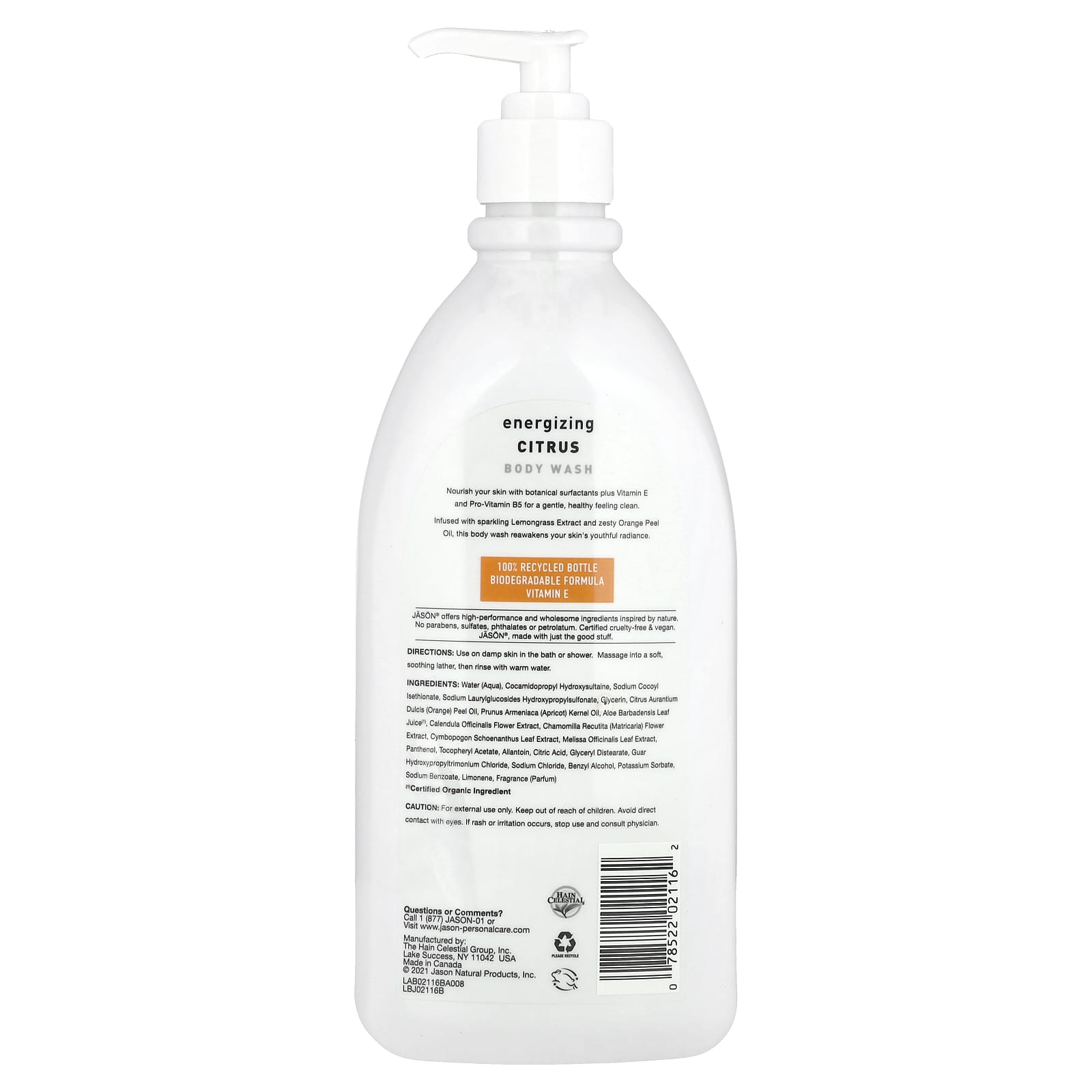 Jason Natural Energizing Citrus Body Wash, 30 fl oz | Cruelty Free & Vegan - Image 2