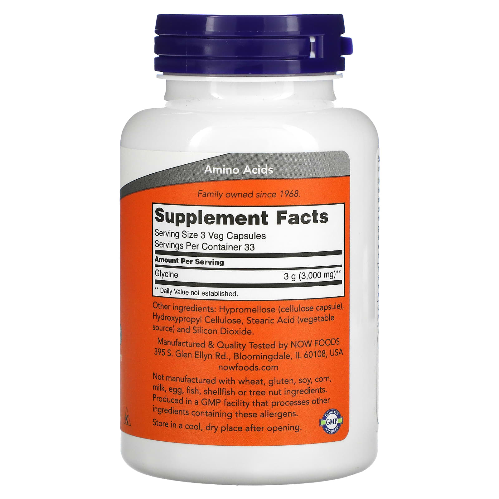 NOW Foods, Glycine, 1,000 mg, 100 Veg Capsules - Image 2