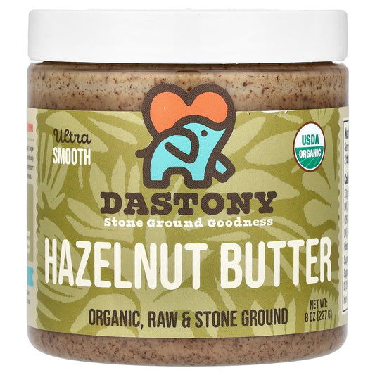 Dastony Organic Hazelnut Butter - Ultra Smooth, USDA Organic, 8 oz - Image 1