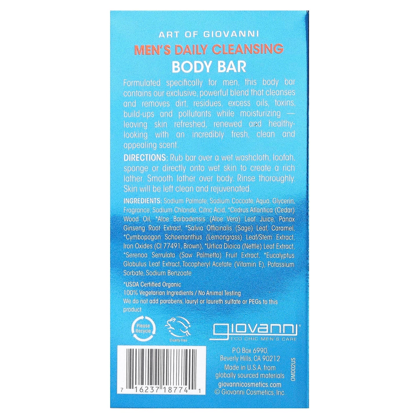 Giovanni Men's Daily Cleansing Body Bar with Ginseng & Eucalyptus, 5 oz - Image 2