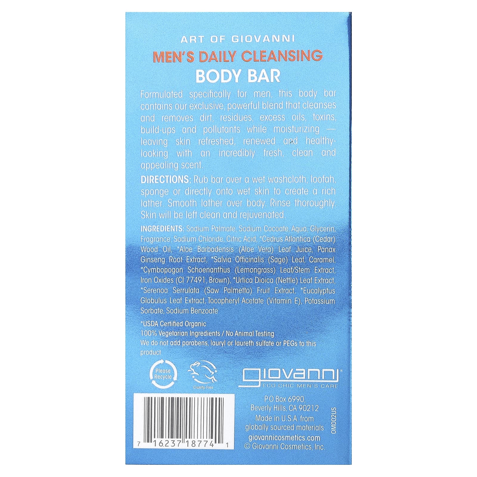 Giovanni Men's Daily Cleansing Body Bar with Ginseng & Eucalyptus, 5 oz - Image 2