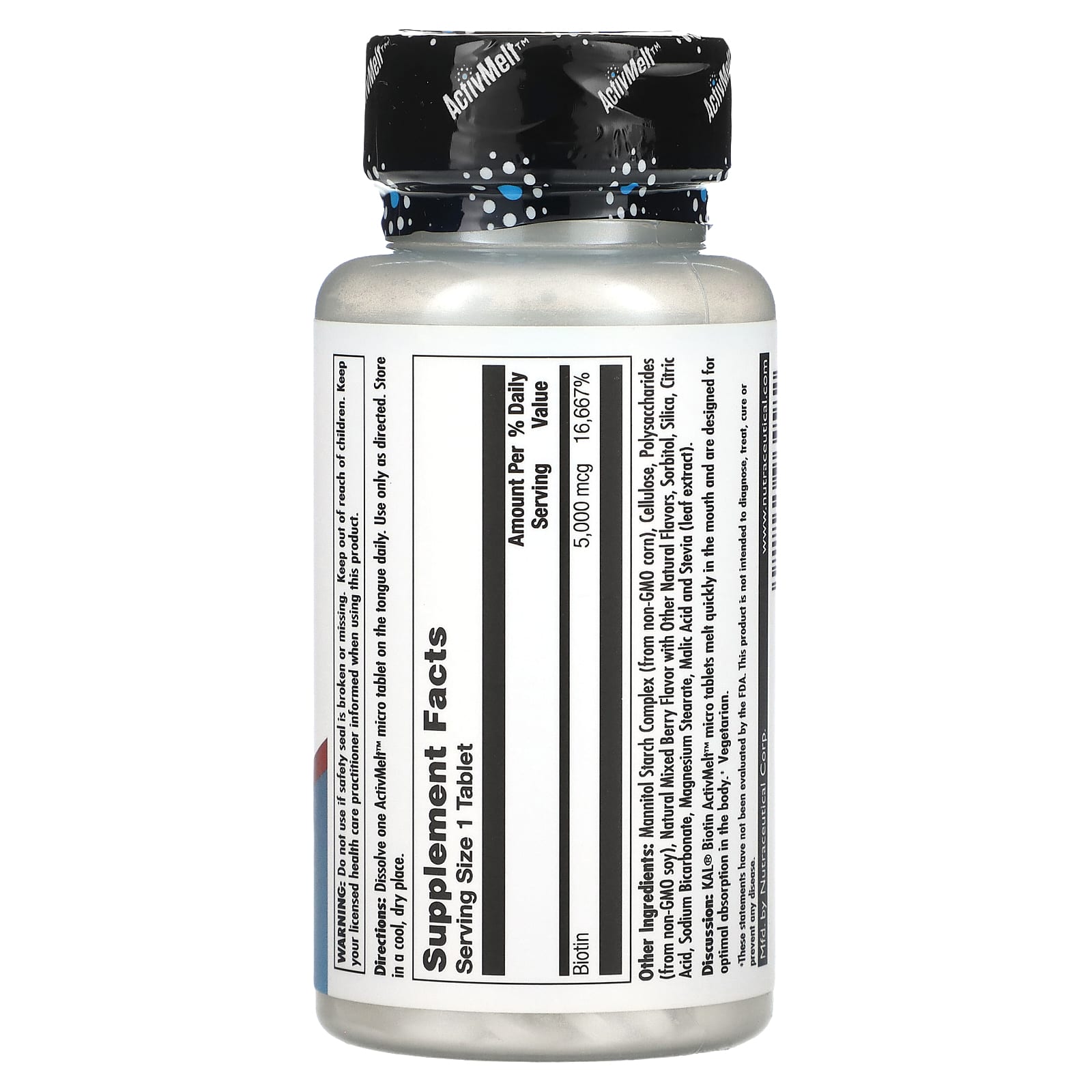 KAL, Biotin, Mixed Berry, 5,000 mcg, 100 Micro Tablets - Image 2