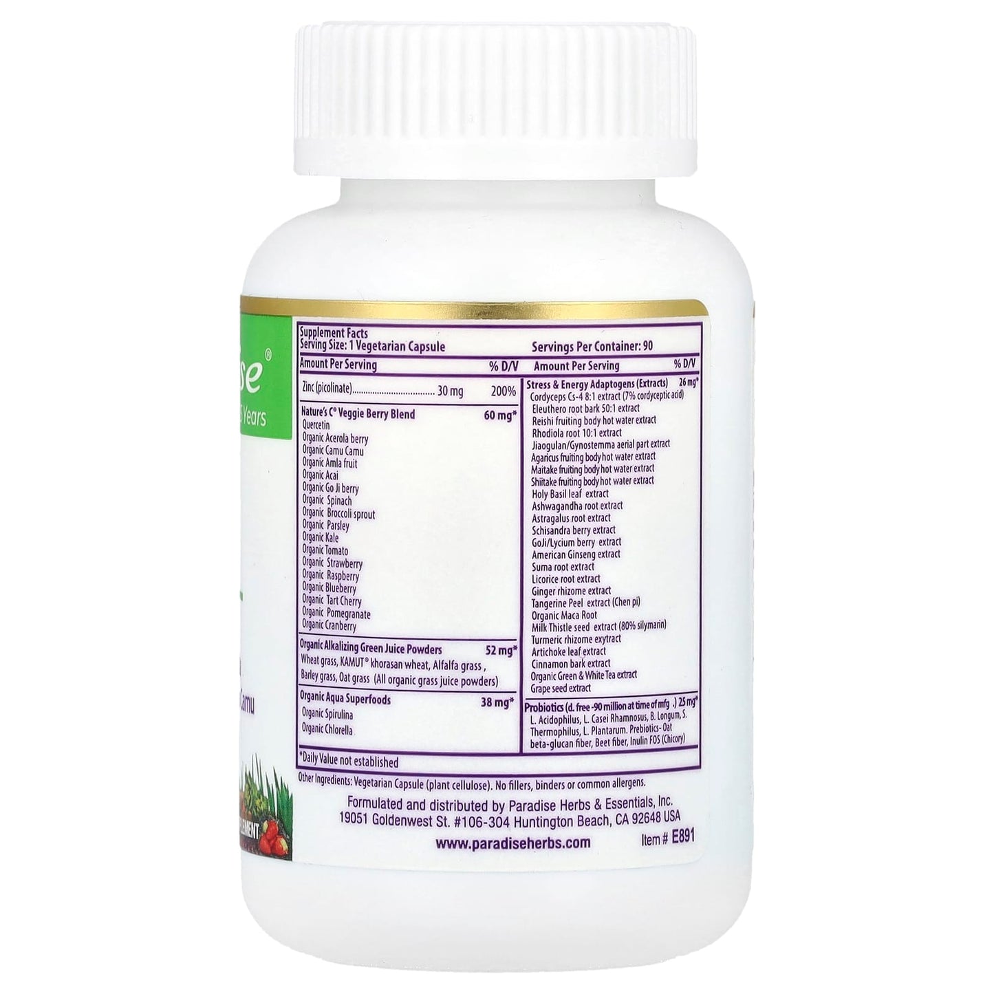 Paradise Herbs, Earth's Blend, Zinc Picolinate, 30 mg, 90 Vegetarian Capsules - Image 2