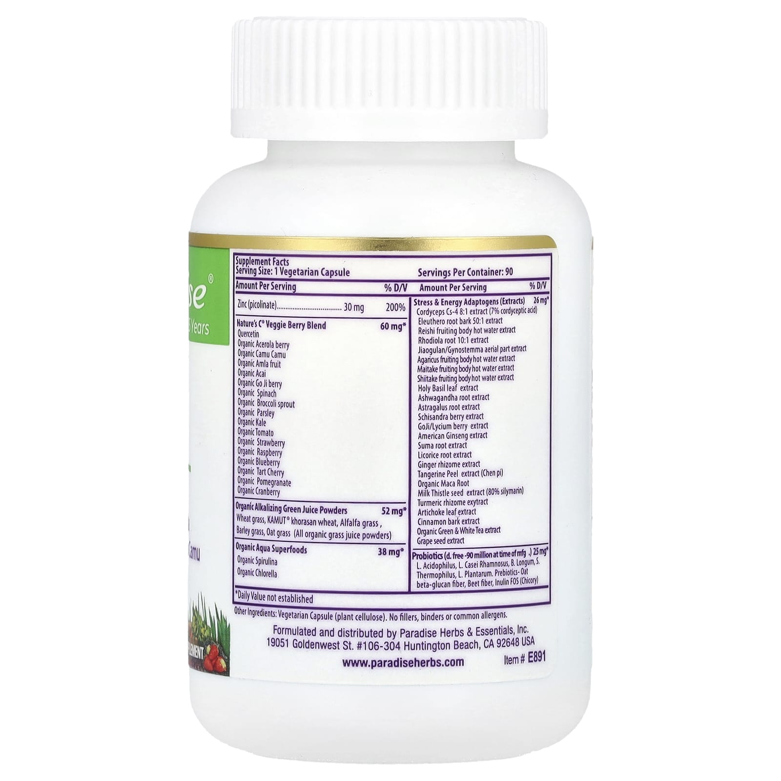 Paradise Herbs, Earth's Blend, Zinc Picolinate, 30 mg, 90 Vegetarian Capsules - Image 2