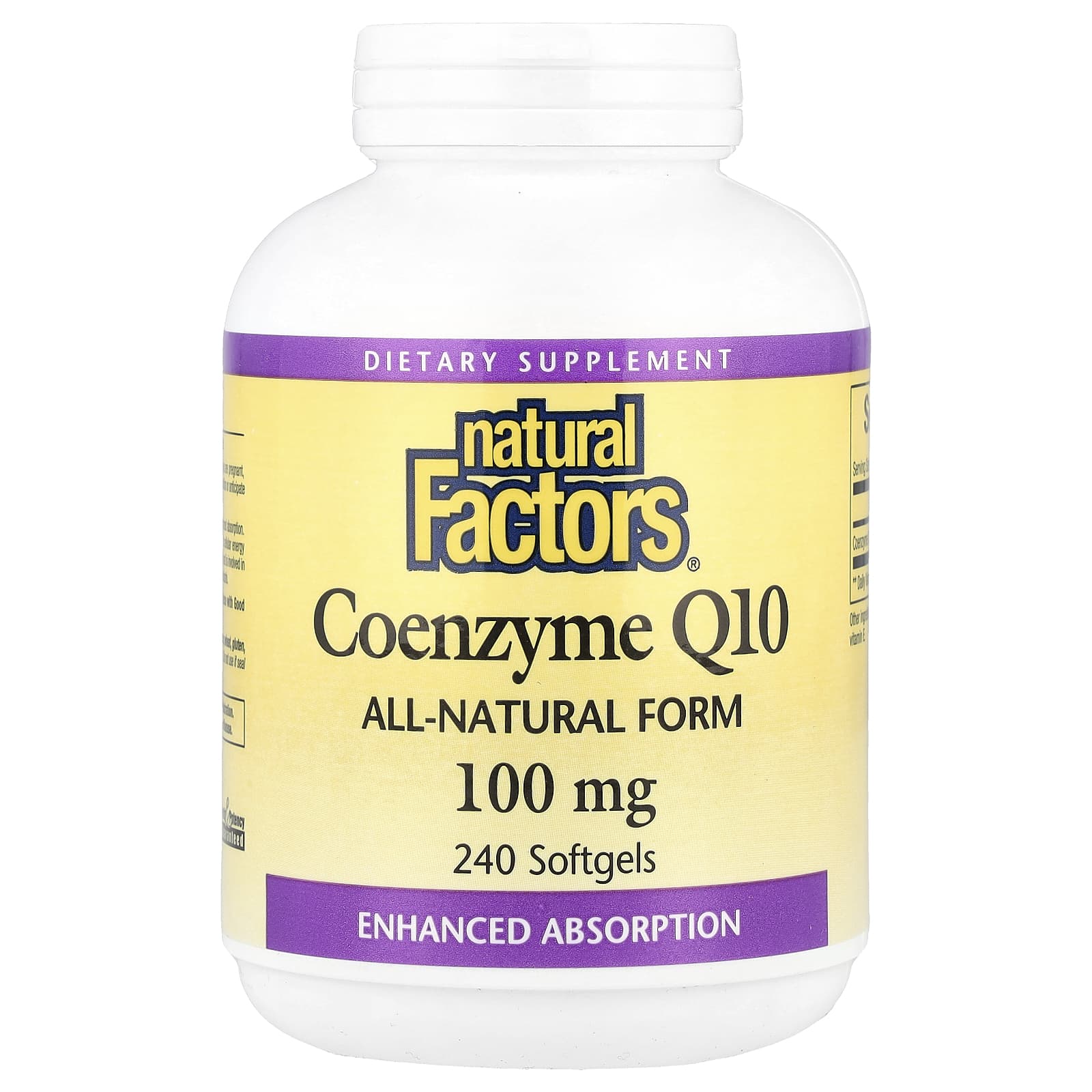 Natural Factors, Coenzyme Q10, 100 mg, 240 Softgels - Image 1