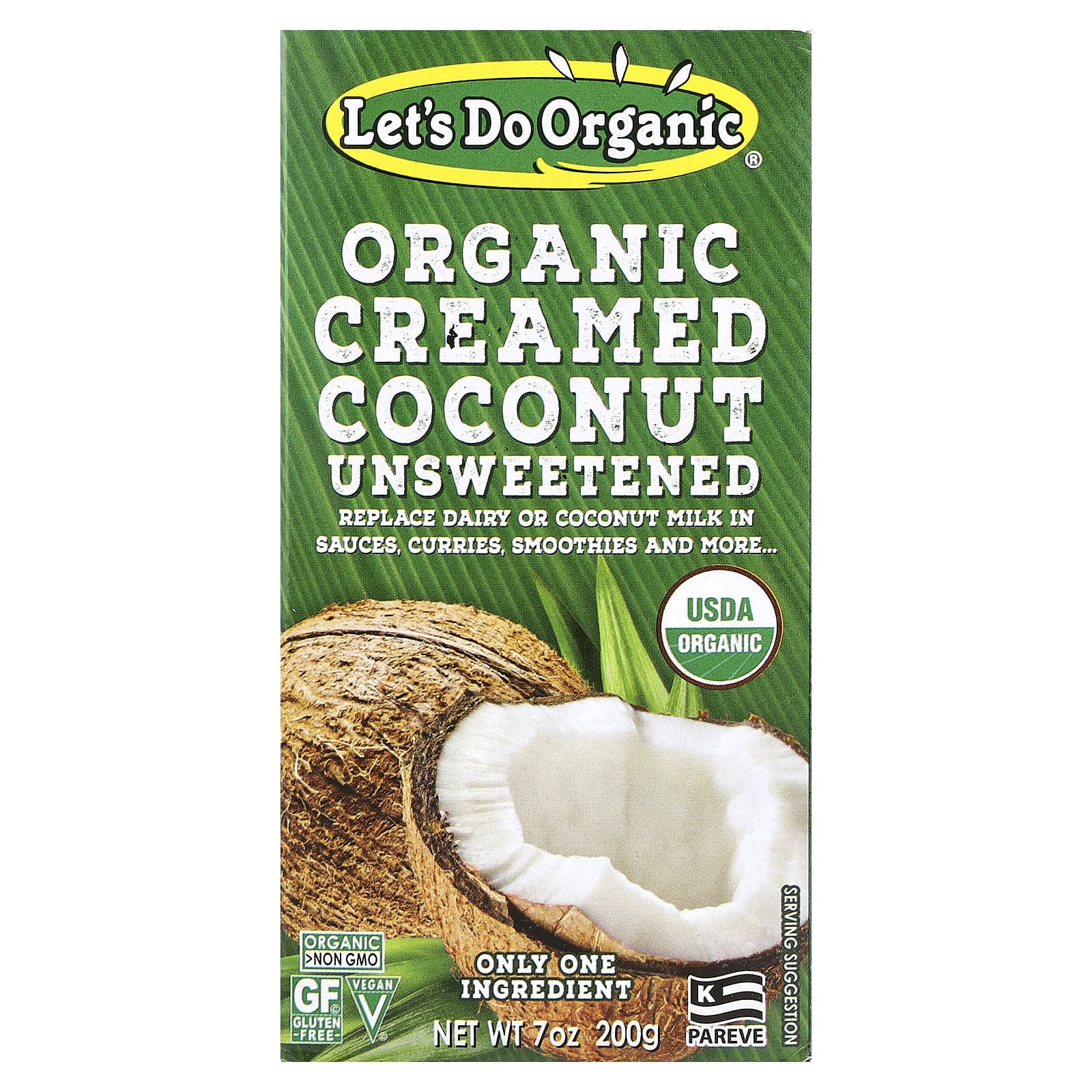 Edward & Sons, Let's Do Organic®, Organic Creamed Coconut, Unsweetened, 7 oz (200 g)