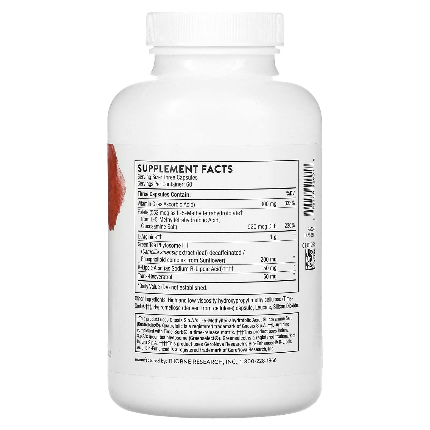Thorne, L-Arginine Plus with Nutrients for Added Support, 180 Capsules - Image 2