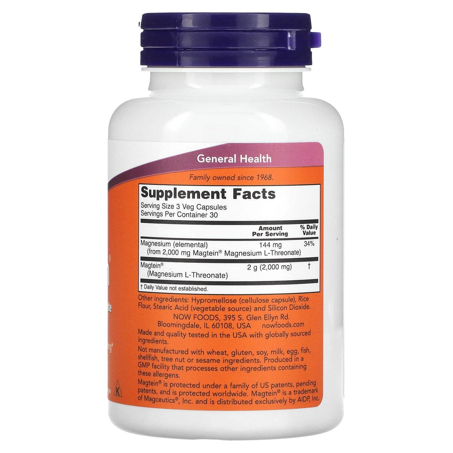 NOW Foods, Magtein®, Magnesium L-Threonate, 90 Veg Capsules - Image 2