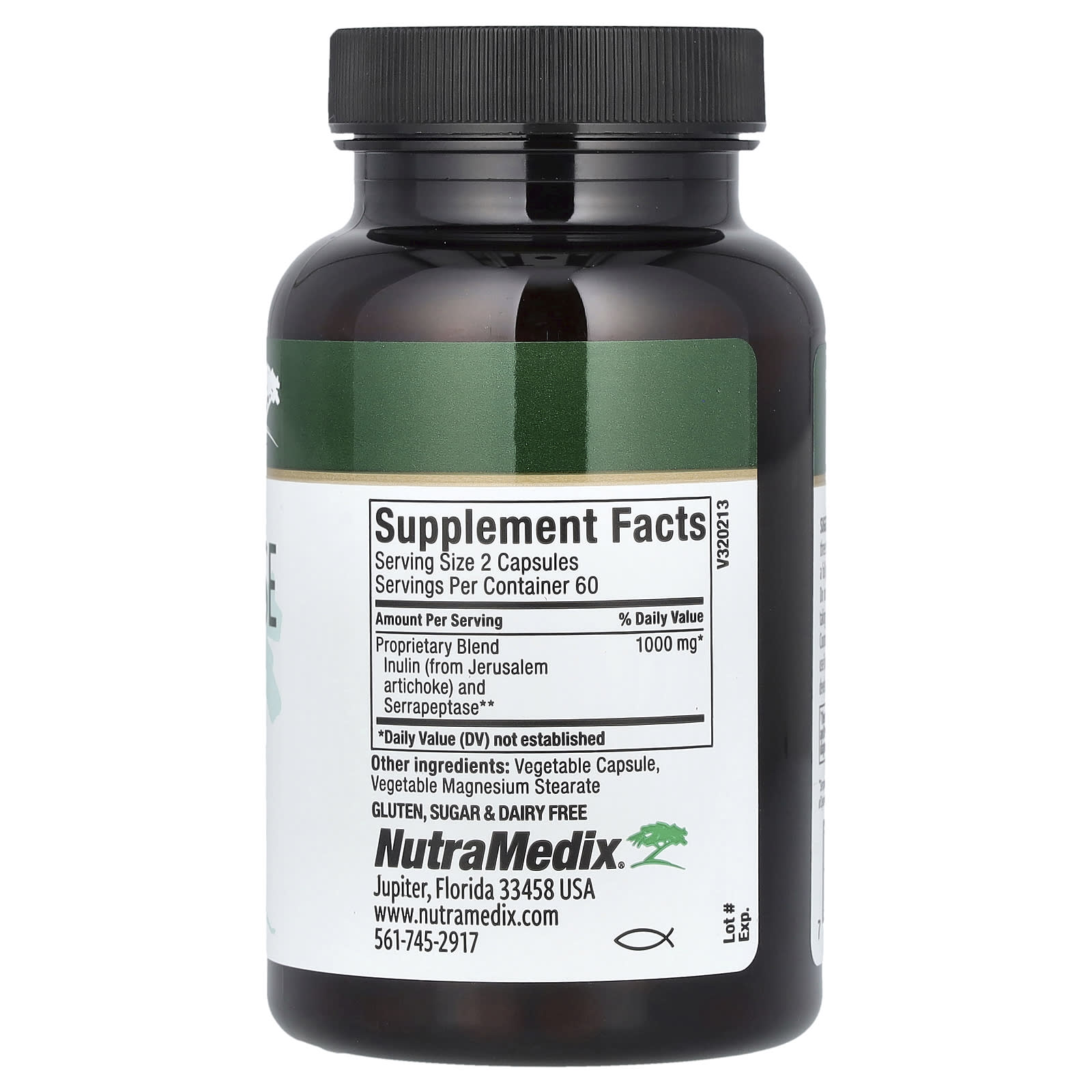 NutraMedix, Serrapeptase with Inulin, 120 Vegetable Capsules (500 mg per Capsule) - Image 2