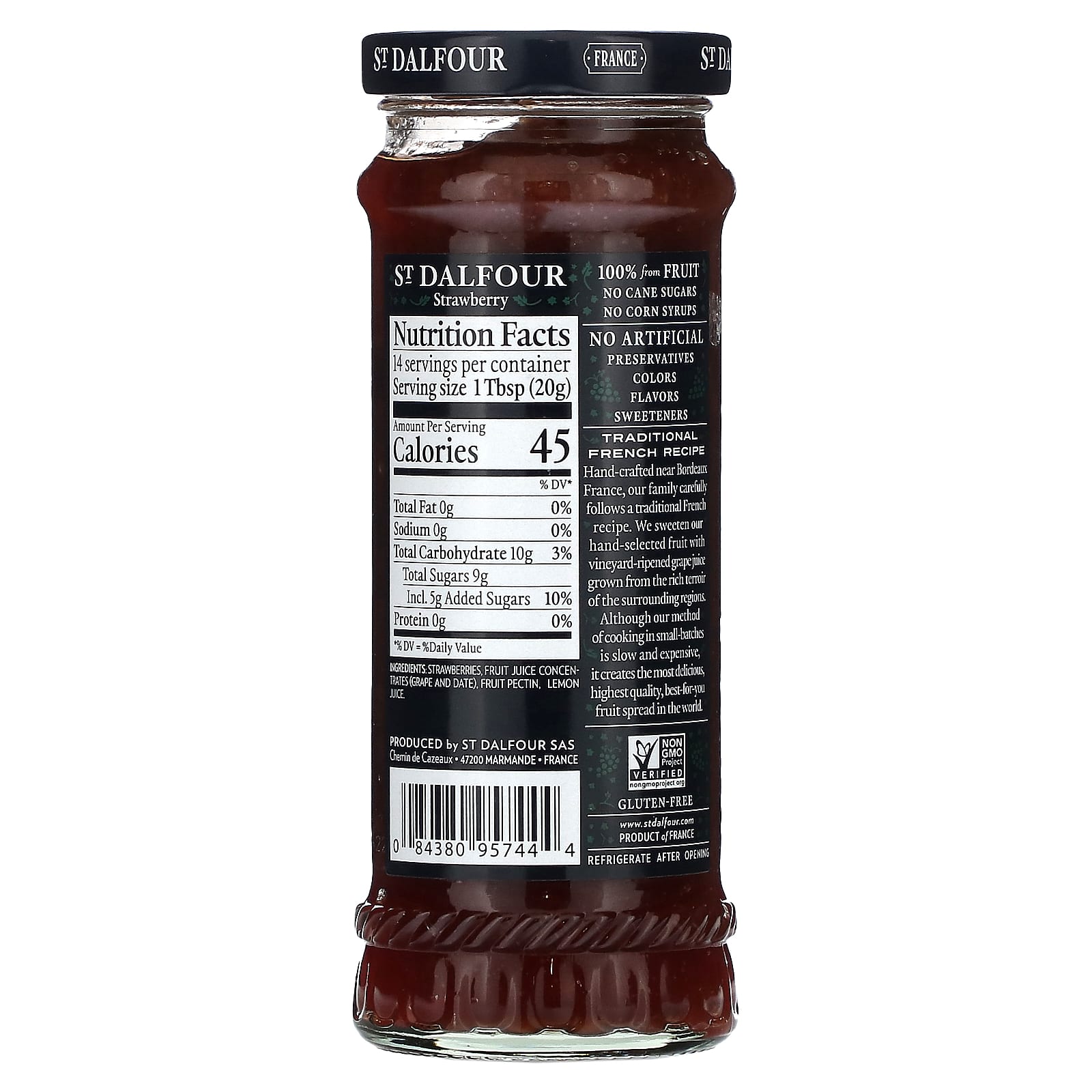 St. Dalfour, Strawberry Fruit Spread, 10 oz (284 g) - Image 2