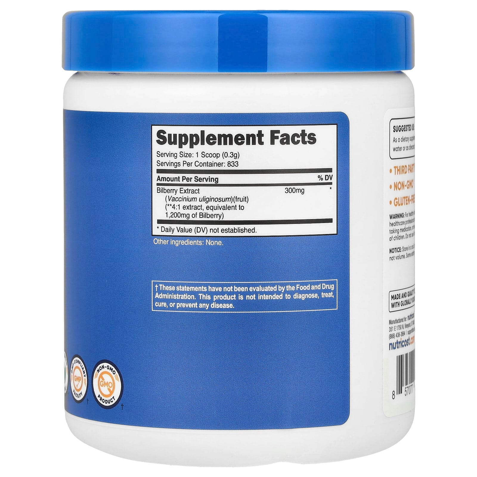 Nutricost, Bilberry Powder, Unflavored, 8.9 oz (250 g) - Image 2