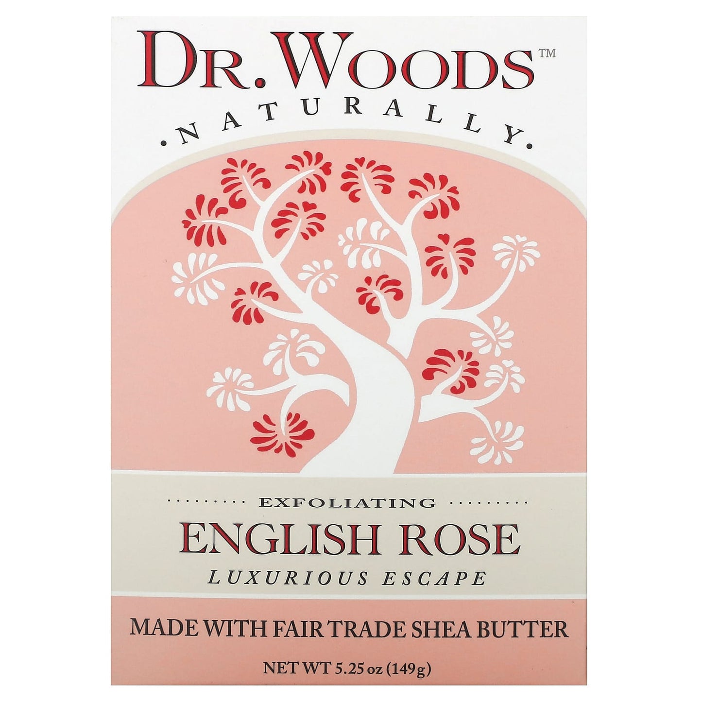 Dr. Woods English Rose Exfoliating Soap Bar, 5.25 oz - Cruelty Free & Natural - Image 1