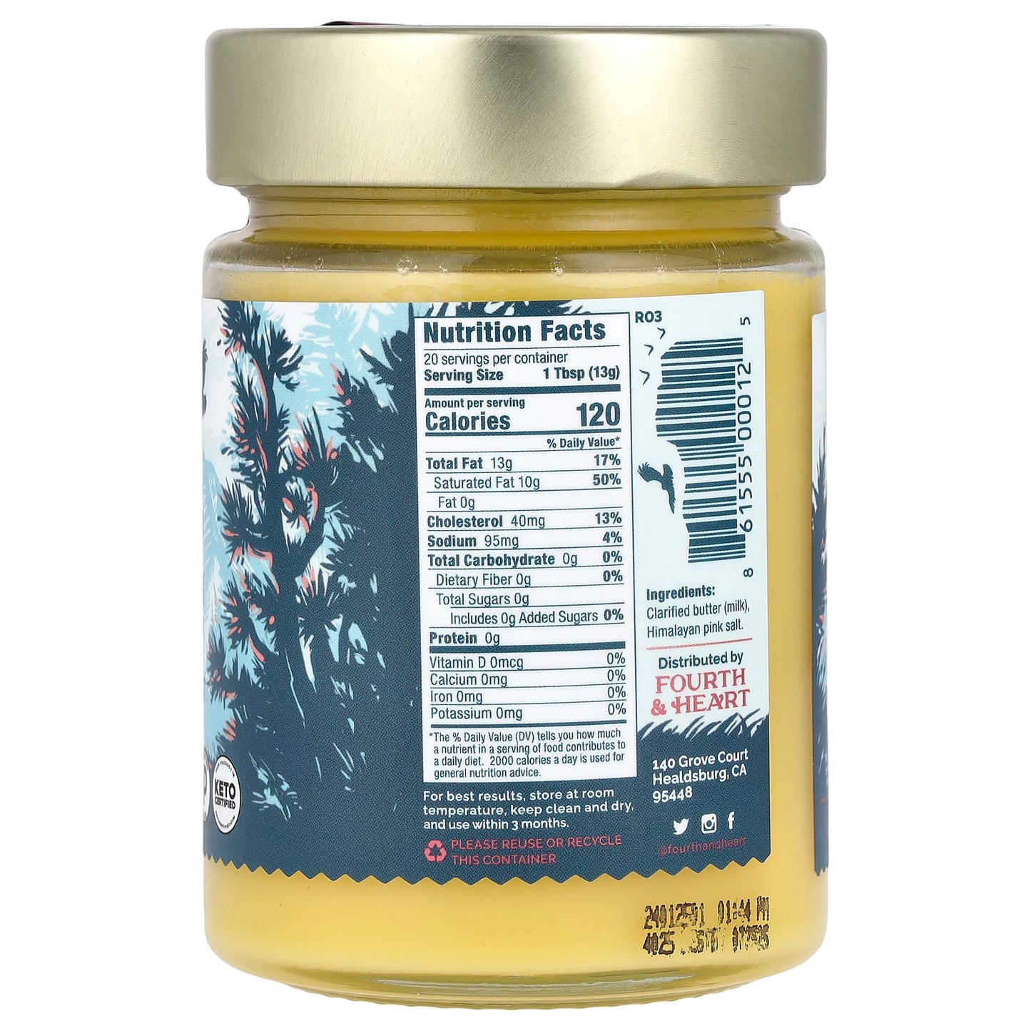 Grass-Fed Ghee Clarified Butter with Himalayan Pink Salt 9 oz - Image 2