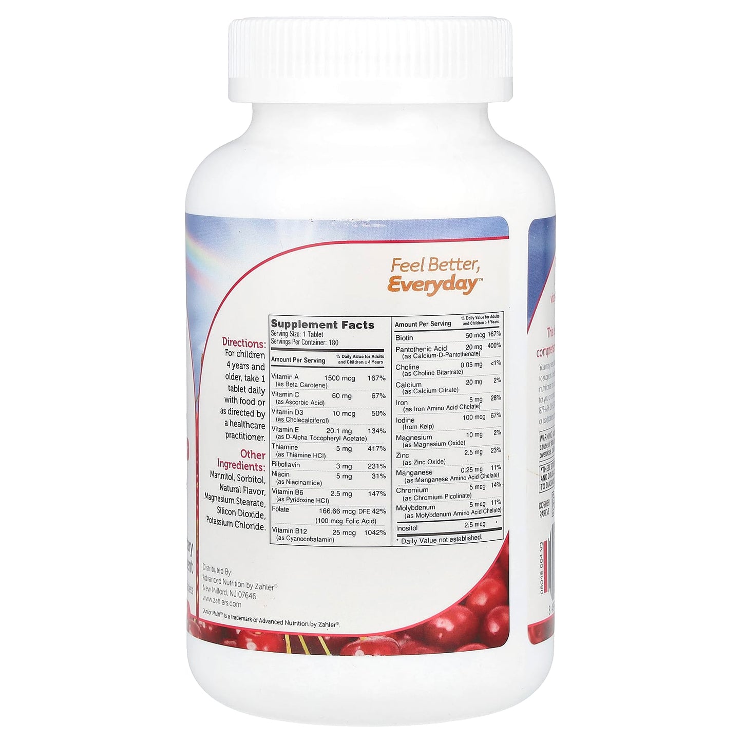 Zahler, Junior Multi™, Complete Once-Daily Multi-Vitamin, Natural Cherry, 180 Chewable Tablets - Image 2