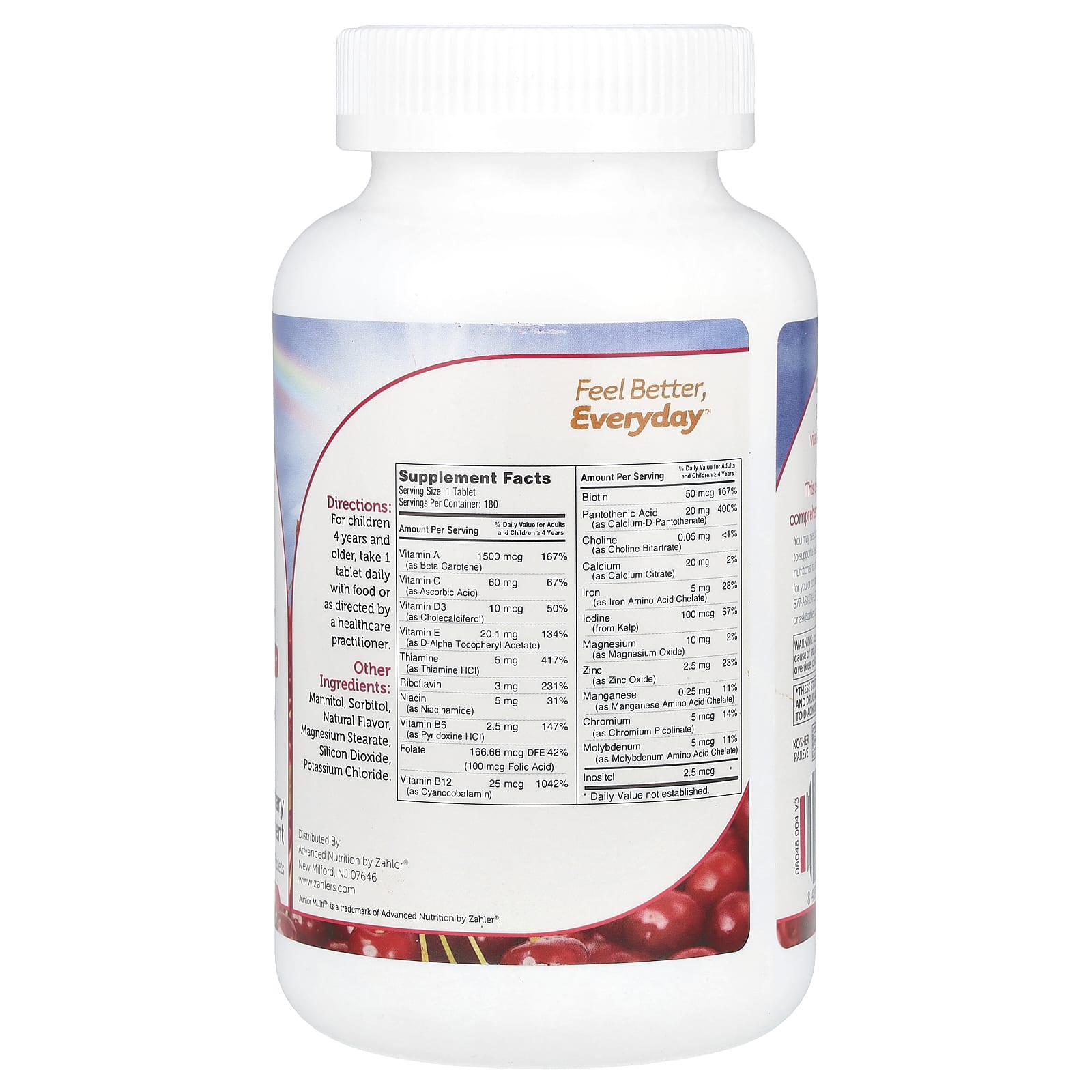 Zahler, Junior Multi™, Complete Once-Daily Multi-Vitamin, Natural Cherry, 180 Chewable Tablets - Image 2