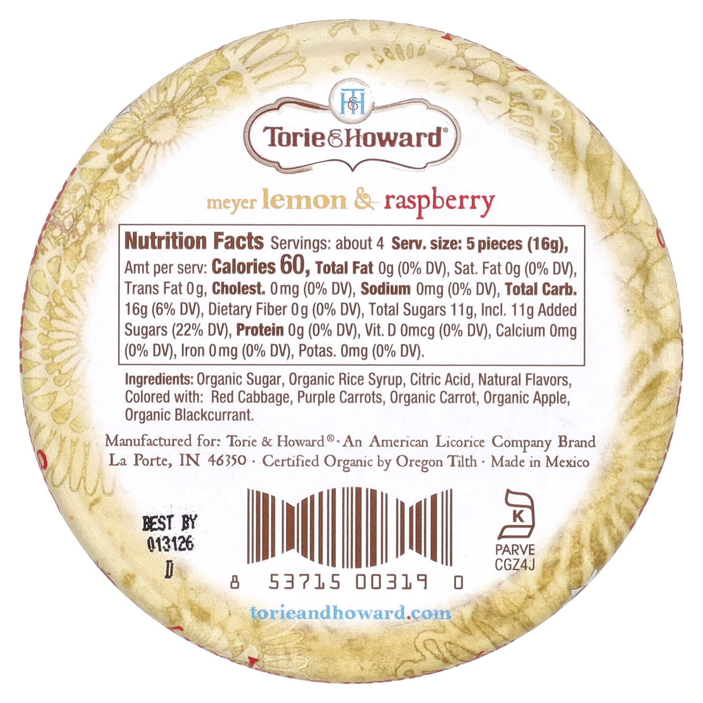Torie & Howard, Organic Hard Candy, Meyer Lemon & Raspberry, 2 oz (57 g) - Image 2