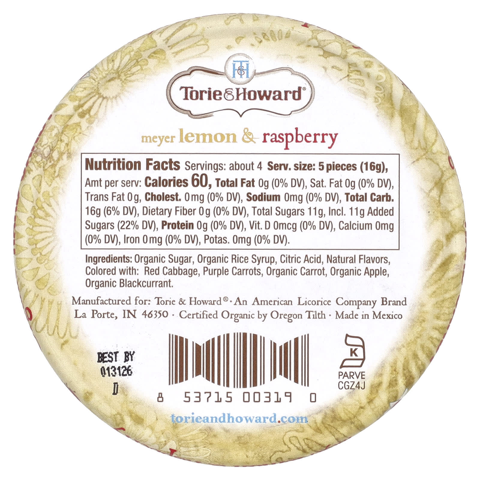 Torie & Howard, Organic Hard Candy, Meyer Lemon & Raspberry, 2 oz (57 g) - Image 2