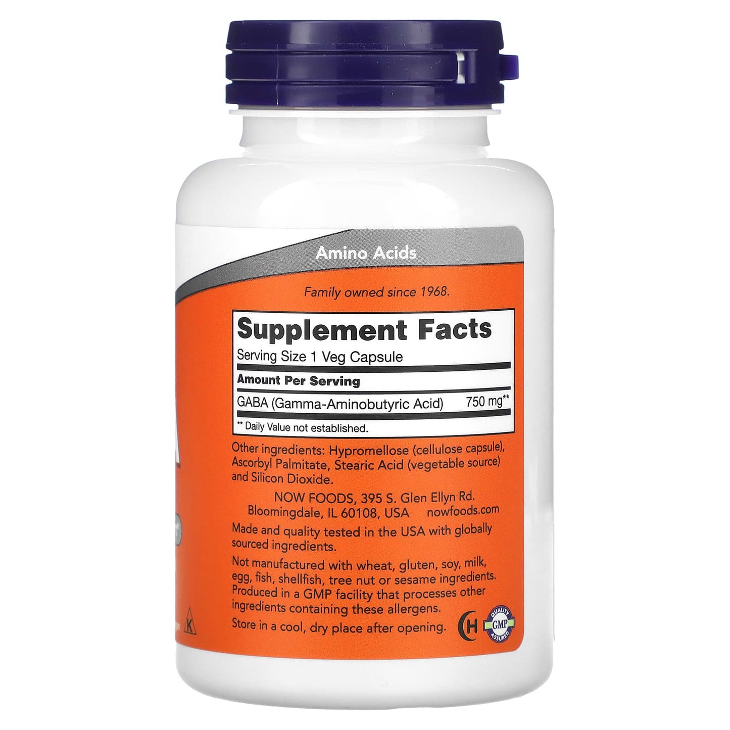 NOW Foods, GABA, 750 mg, 100 Veg Capsules - Image 2