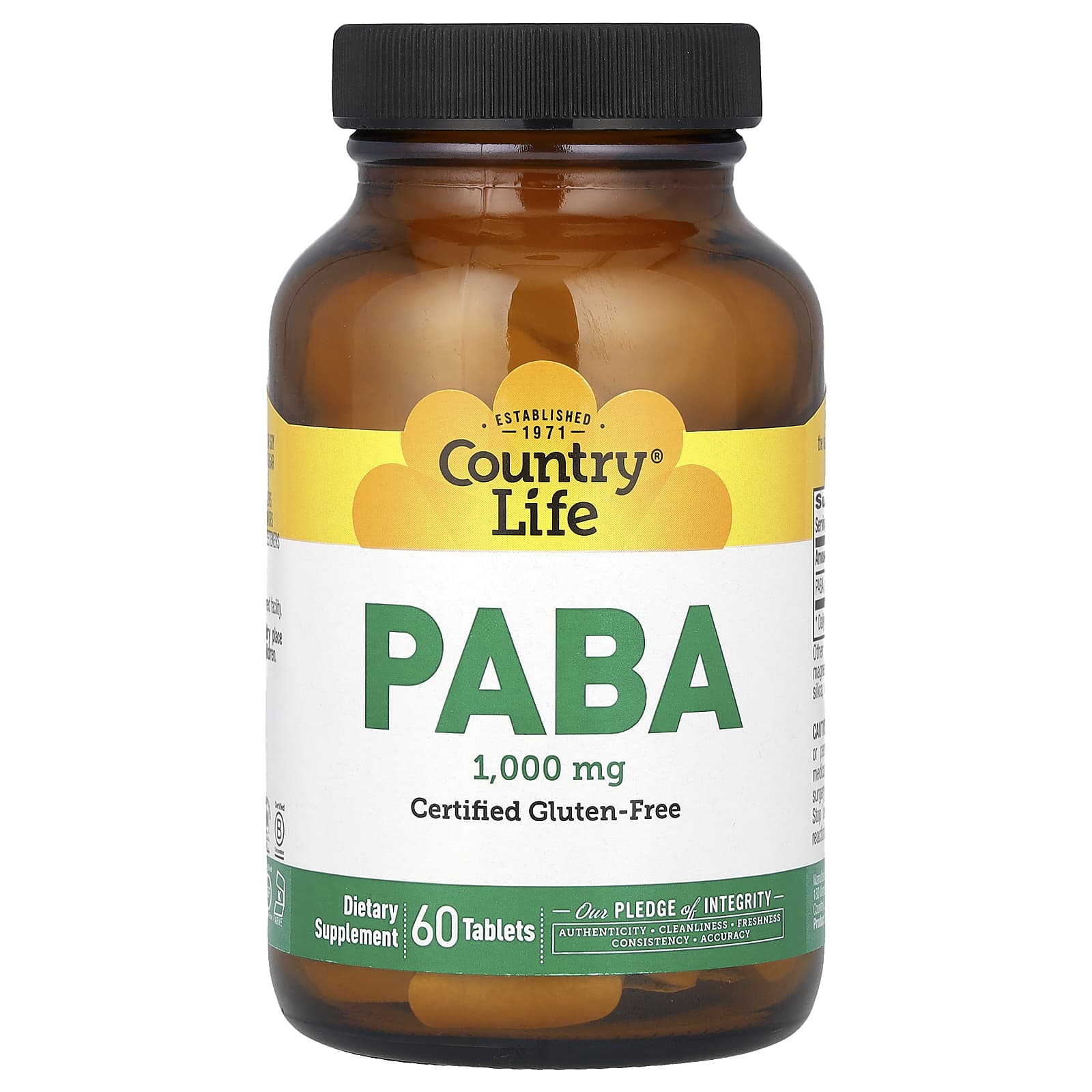 Country Life PABA 1,000mg Dietary Supplement Tablets - Image 1