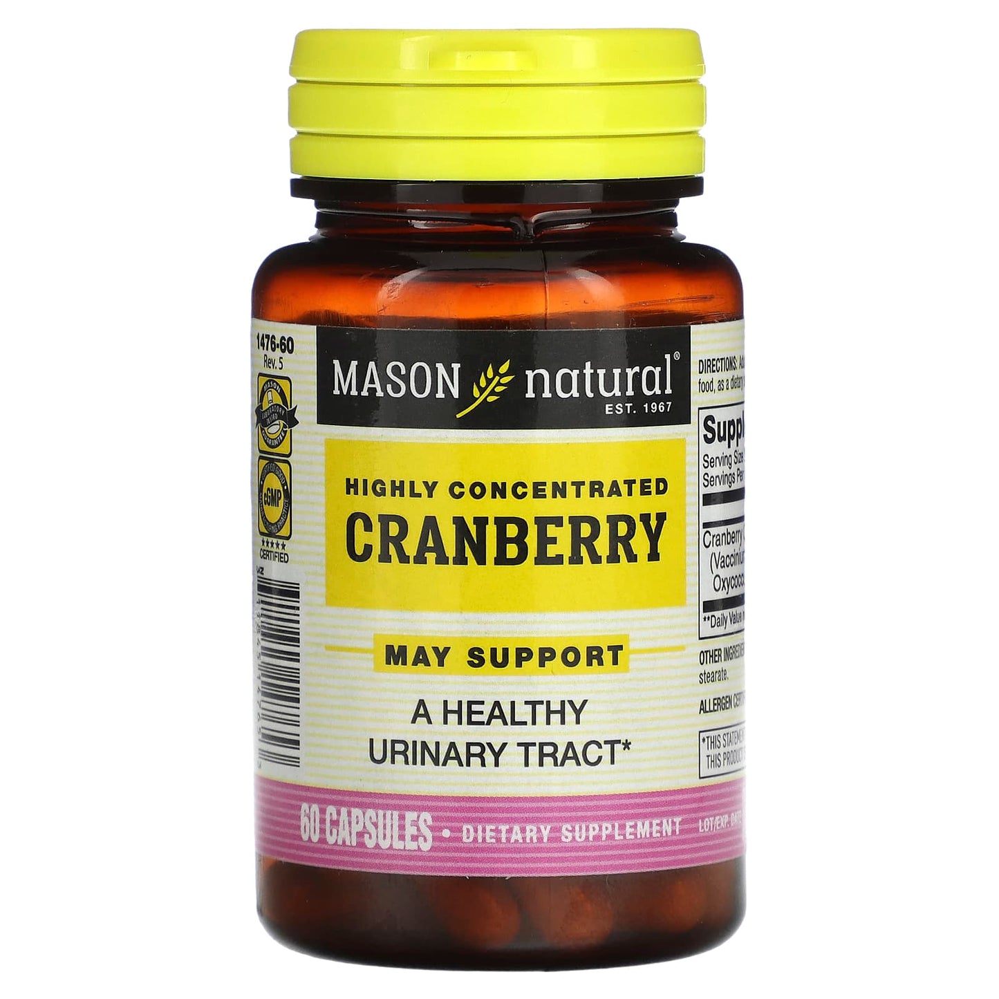 Mason Natural, Highly Concentrated Cranberry, 60 Capsules (450 mg per Capsule) - Image 1
