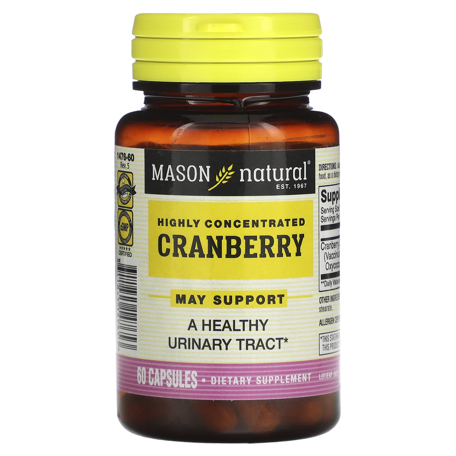 Mason Natural, Highly Concentrated Cranberry, 60 Capsules (450 mg per Capsule) - Image 1