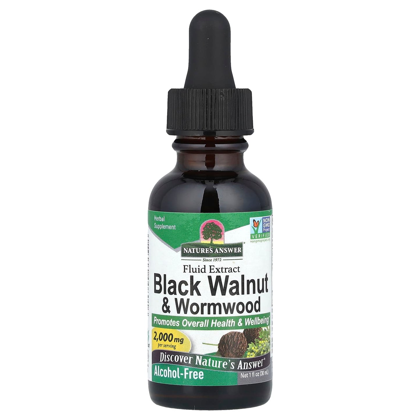 Nature's Answer, Black Walnut & Wormwood, Fluid Extract, Alcohol-Free, 1 fl oz (30 ml) - Image 1
