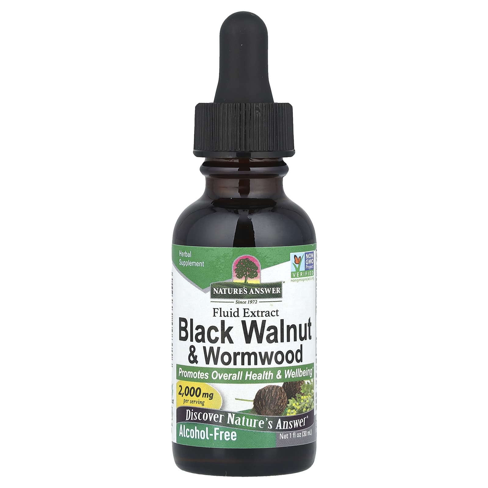 Nature's Answer, Black Walnut & Wormwood, Fluid Extract, Alcohol-Free, 1 fl oz (30 ml) - Image 1
