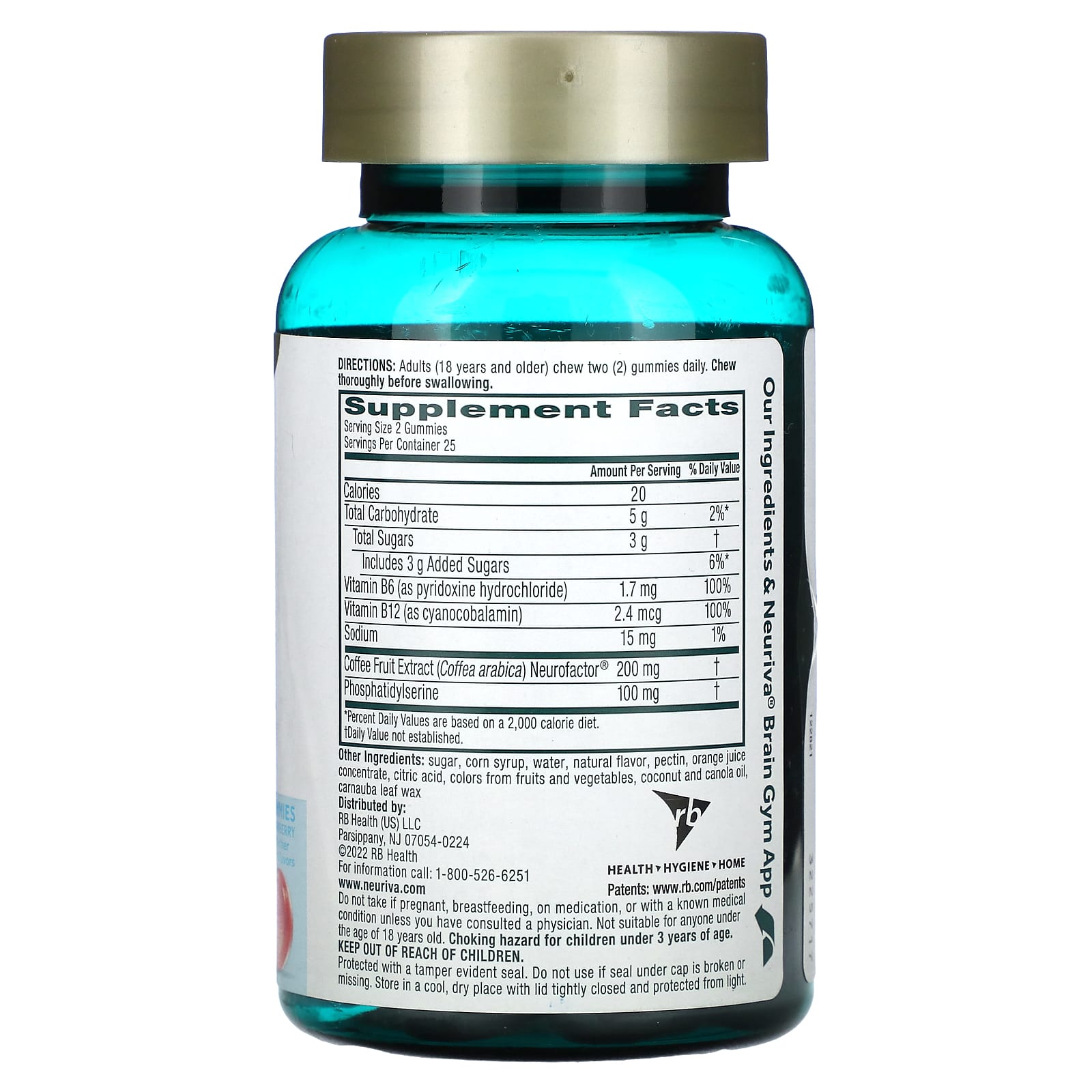 Schiff, Neuriva Brain Health, Plus Vitamins B6 & B12, Strawberry, 50 Gummies - Image 2